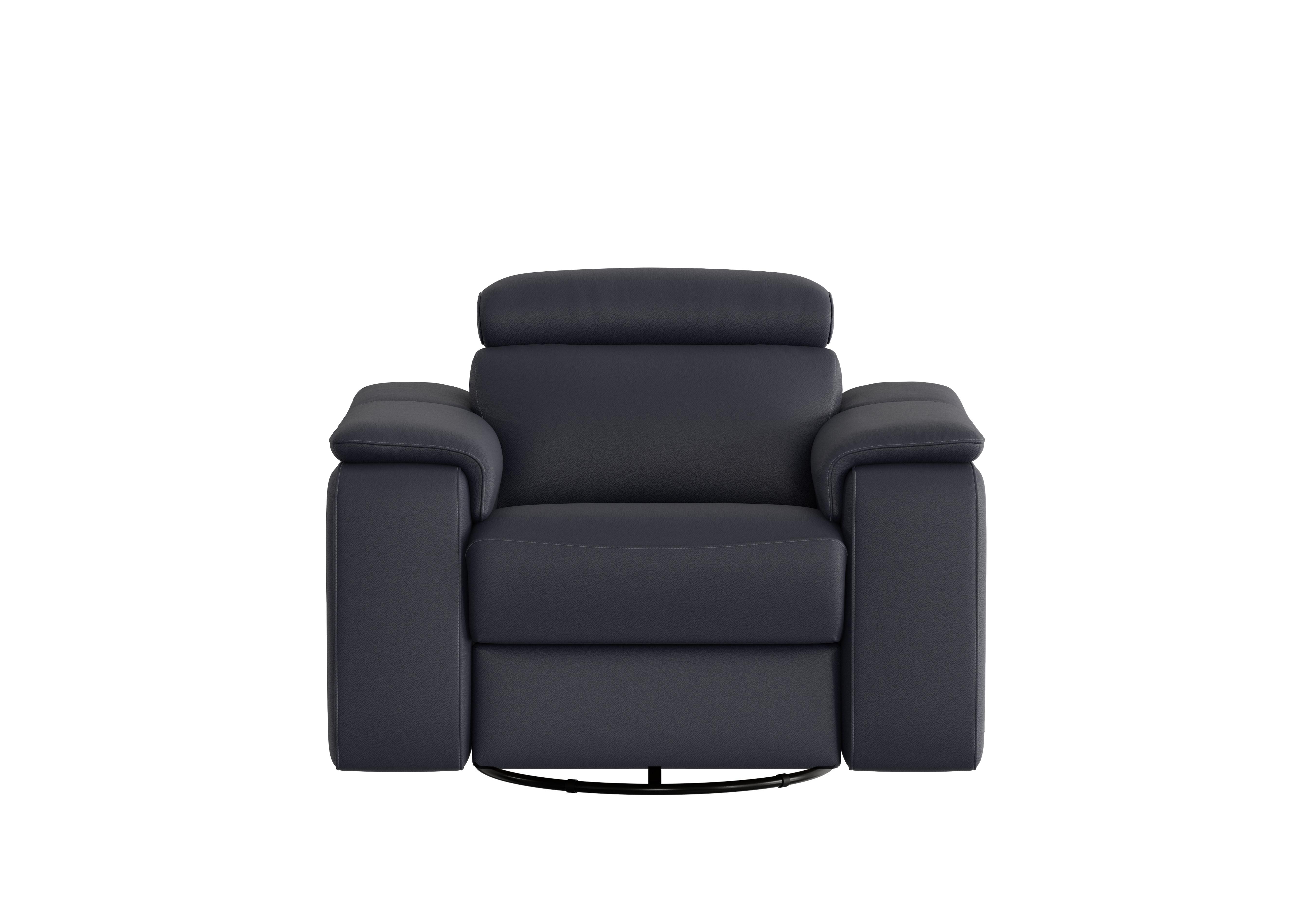 Davide Leather Swivel Rocker Power Recliner Chair in 81 Torello Blu on Furniture Village