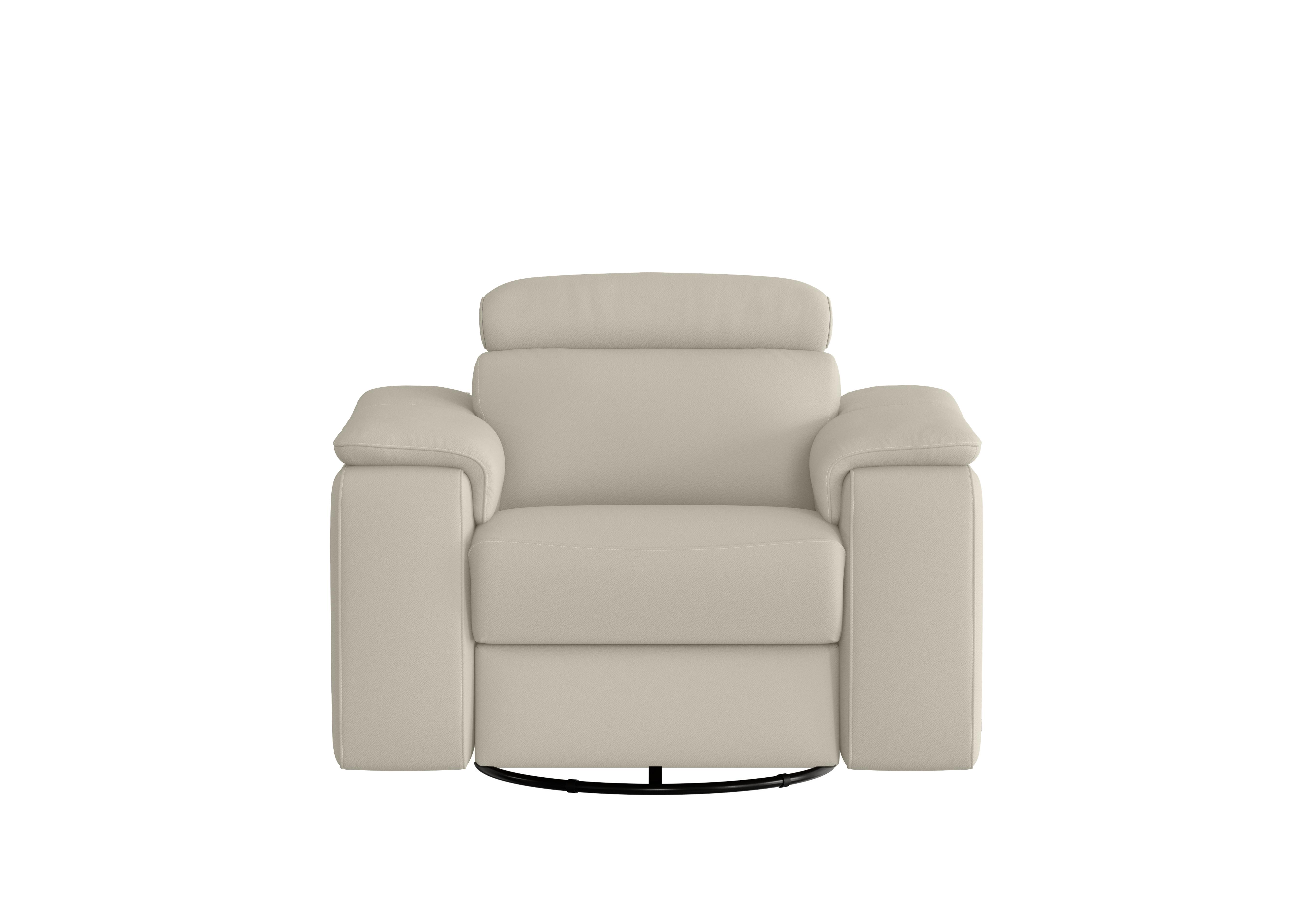 Davide Leather Swivel Rocker Power Recliner Chair in Torello 371 Ice on Furniture Village