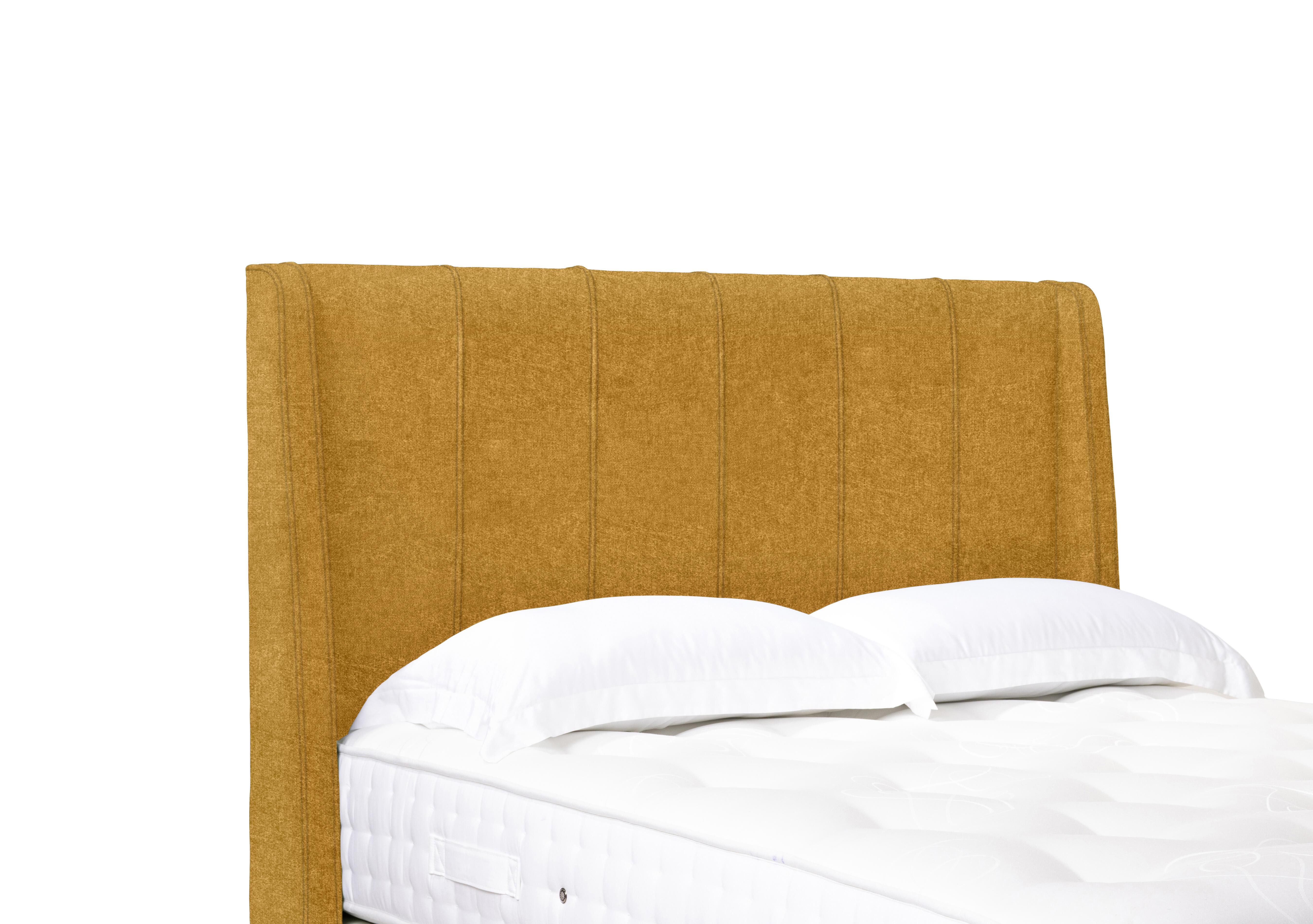 Artisan Collection  Akira High Floor Standing Winged Headboard in Tweed Mustard on Furniture Village