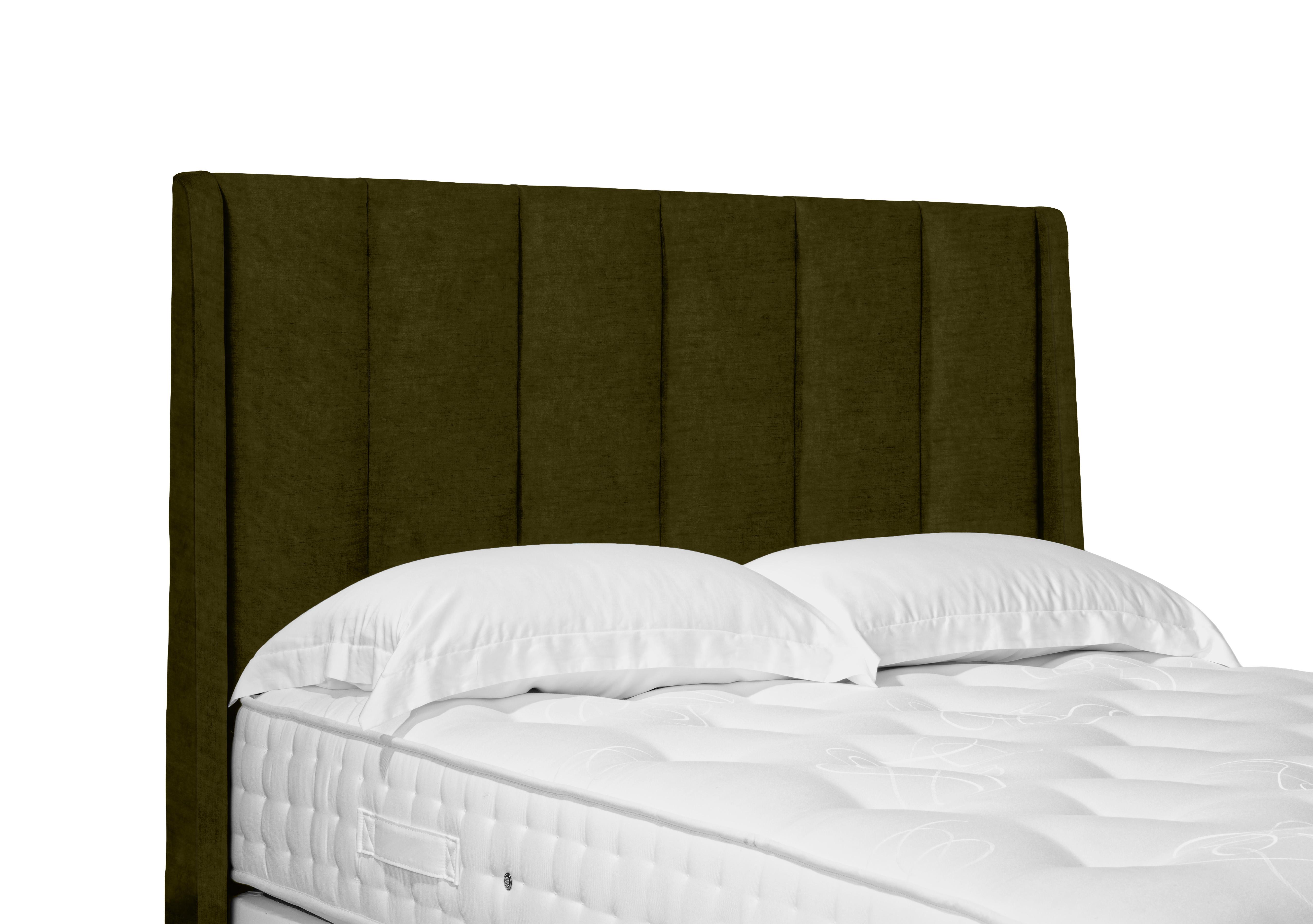 Artisan Collection Ryo High Floor Standing Winged Headboard in Milan Khaki on Furniture Village