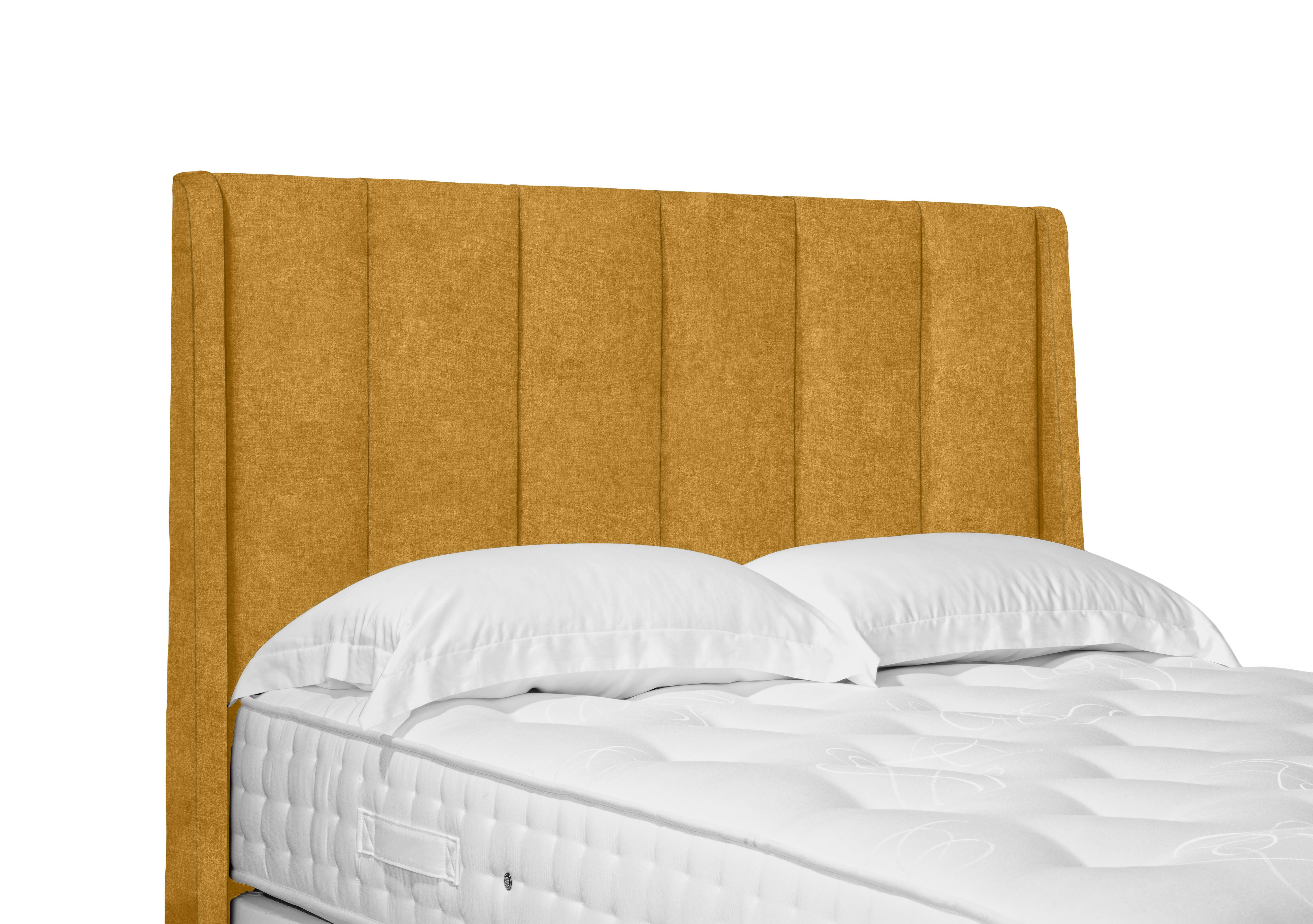 Artisan Collection Ryo High Floor Standing Headboard in Tweed Mustard on Furniture Village
