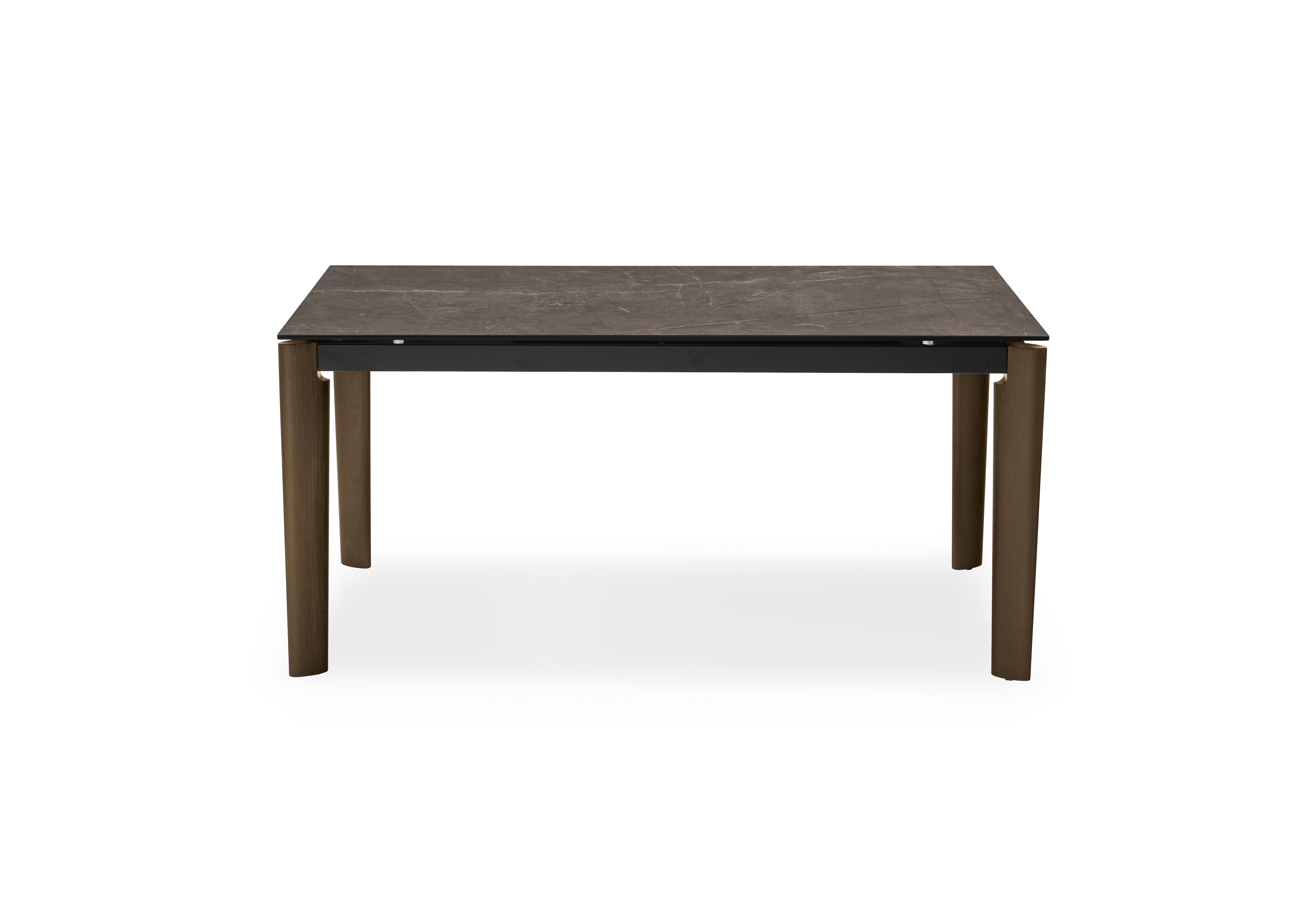 Rosa Extending Dining Table with Wooden Legs in Wdn Smk-Brz on Furniture Village