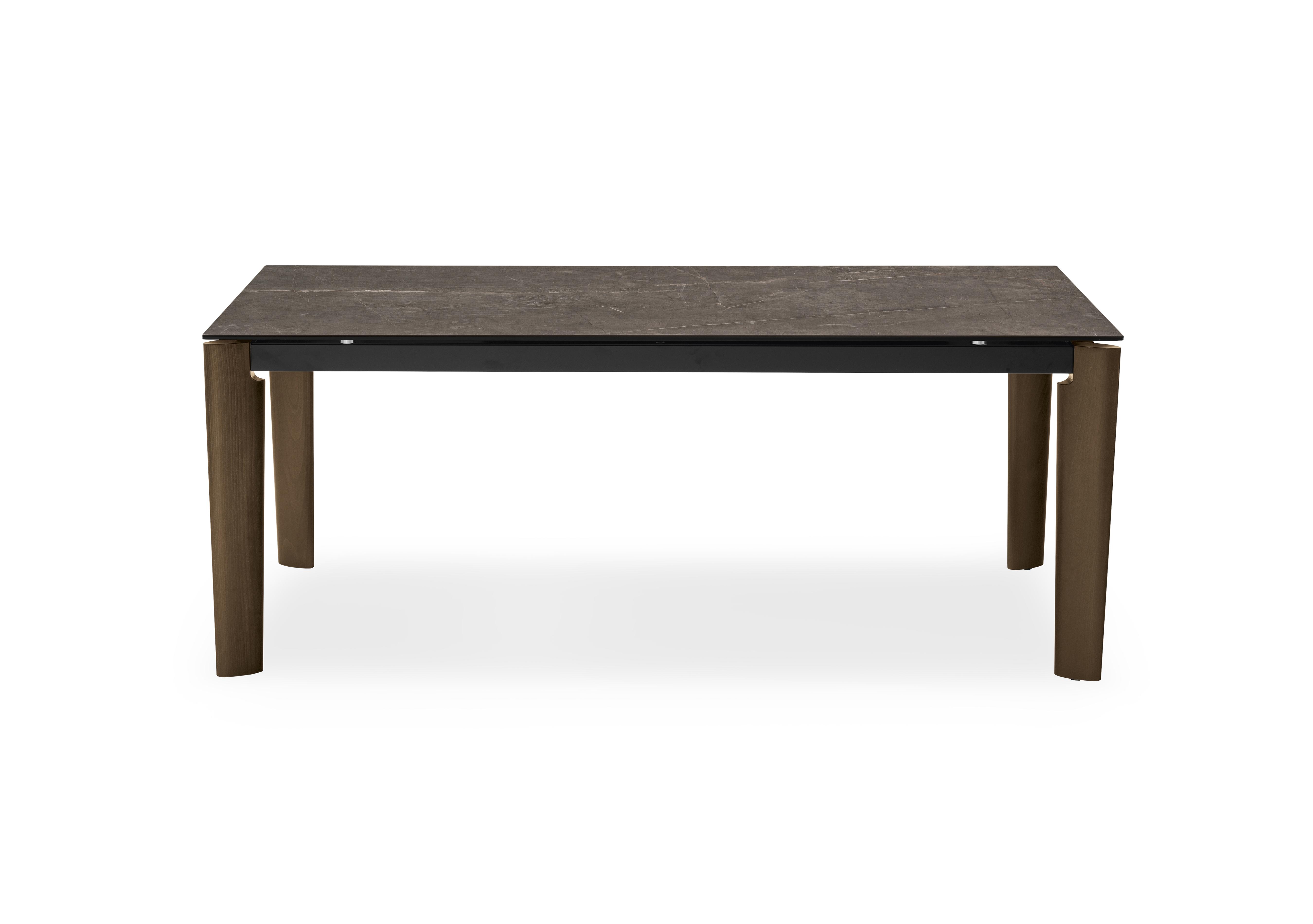 Rosa Extending Dining Table with Wooden Legs in Wdn Smk-Brz on Furniture Village
