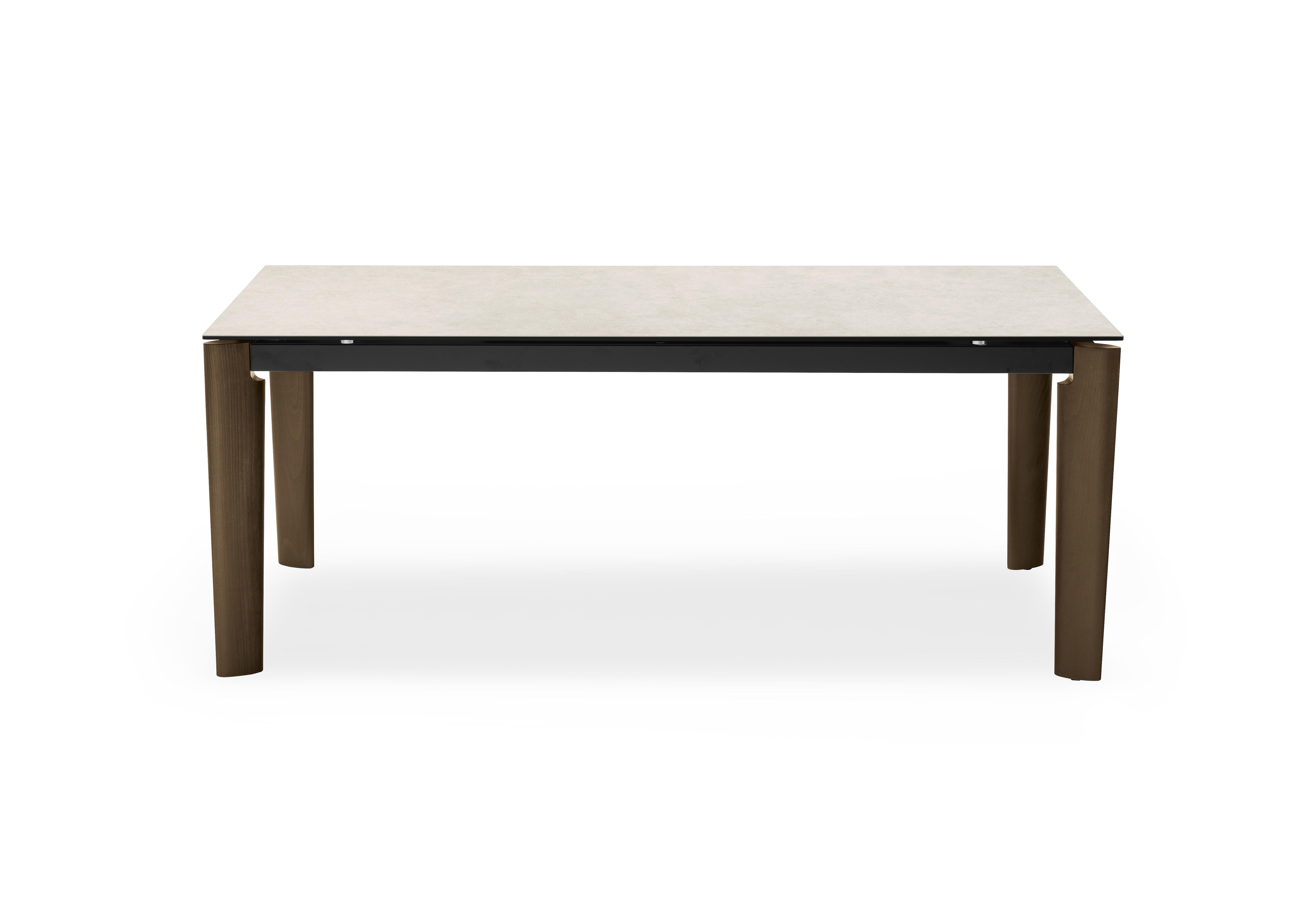 Rosa Extending Dining Table with Wooden Legs in Wdn Smk-Wht on Furniture Village