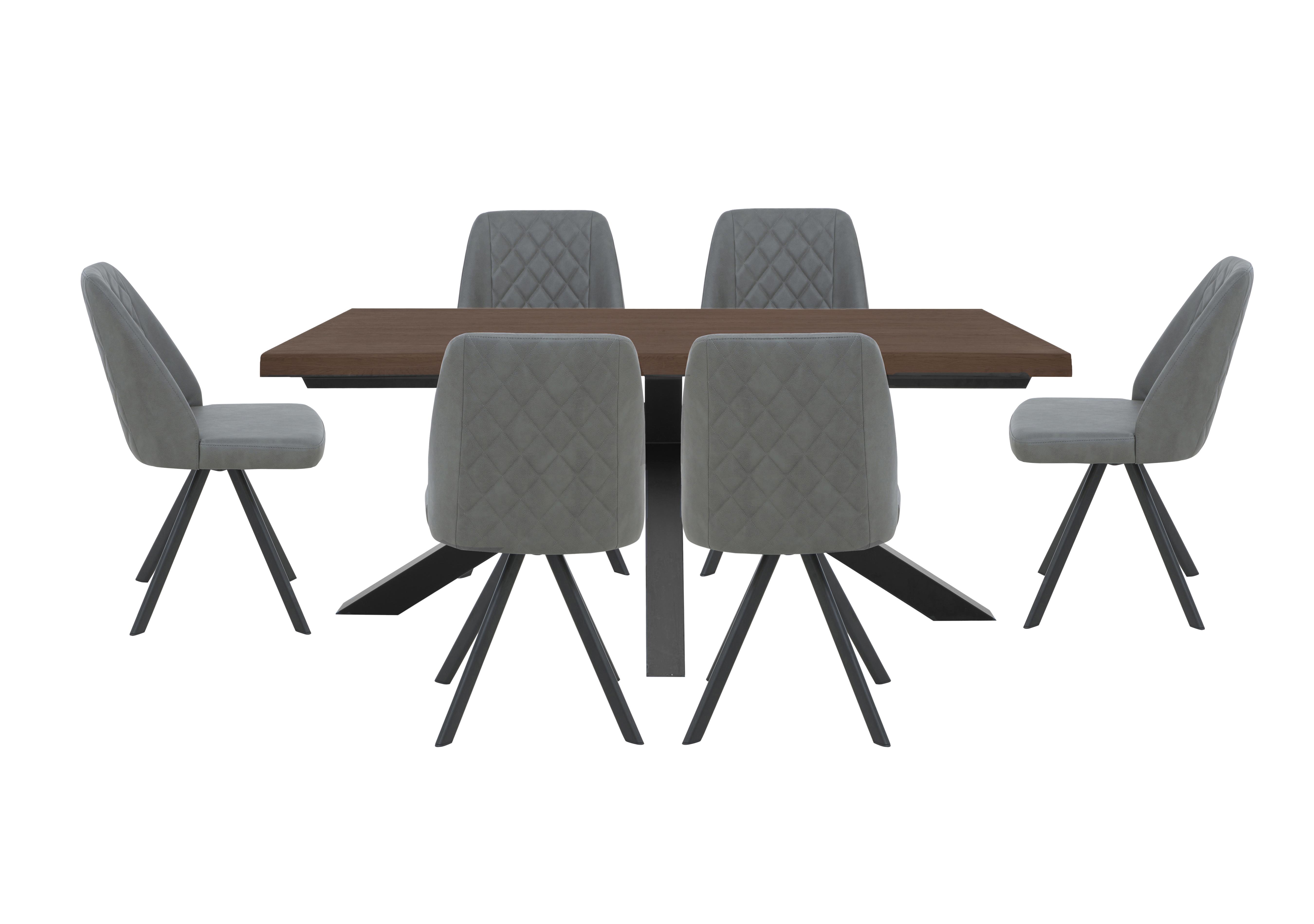 Mars Large Live Edge Dining Table with 6 Faux Leather Swivel Dining Chairs in  on Furniture Village