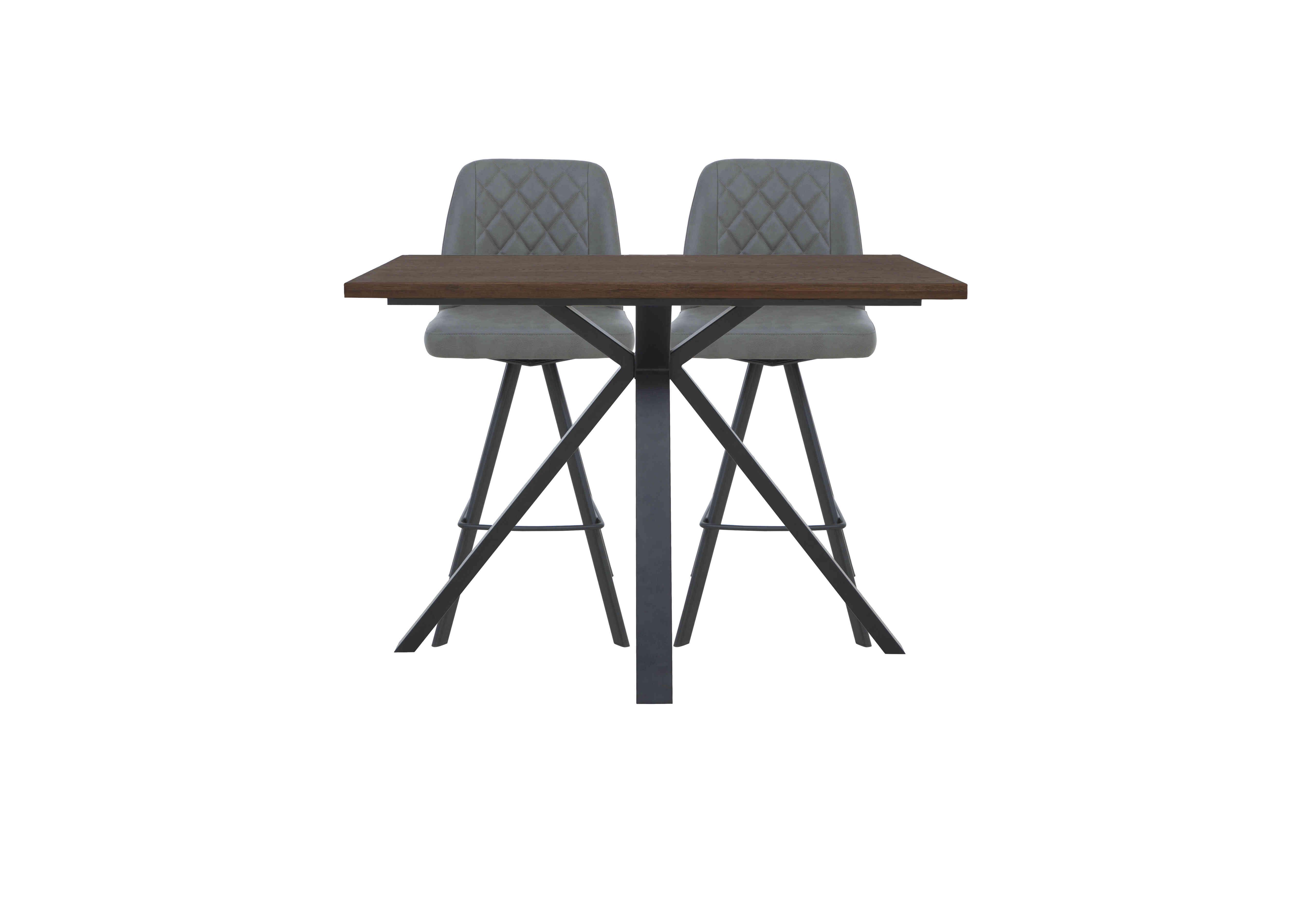 Mars 130cm Bar Table With 2 Faux Leather Swivel Bar Stools in Grey on Furniture Village