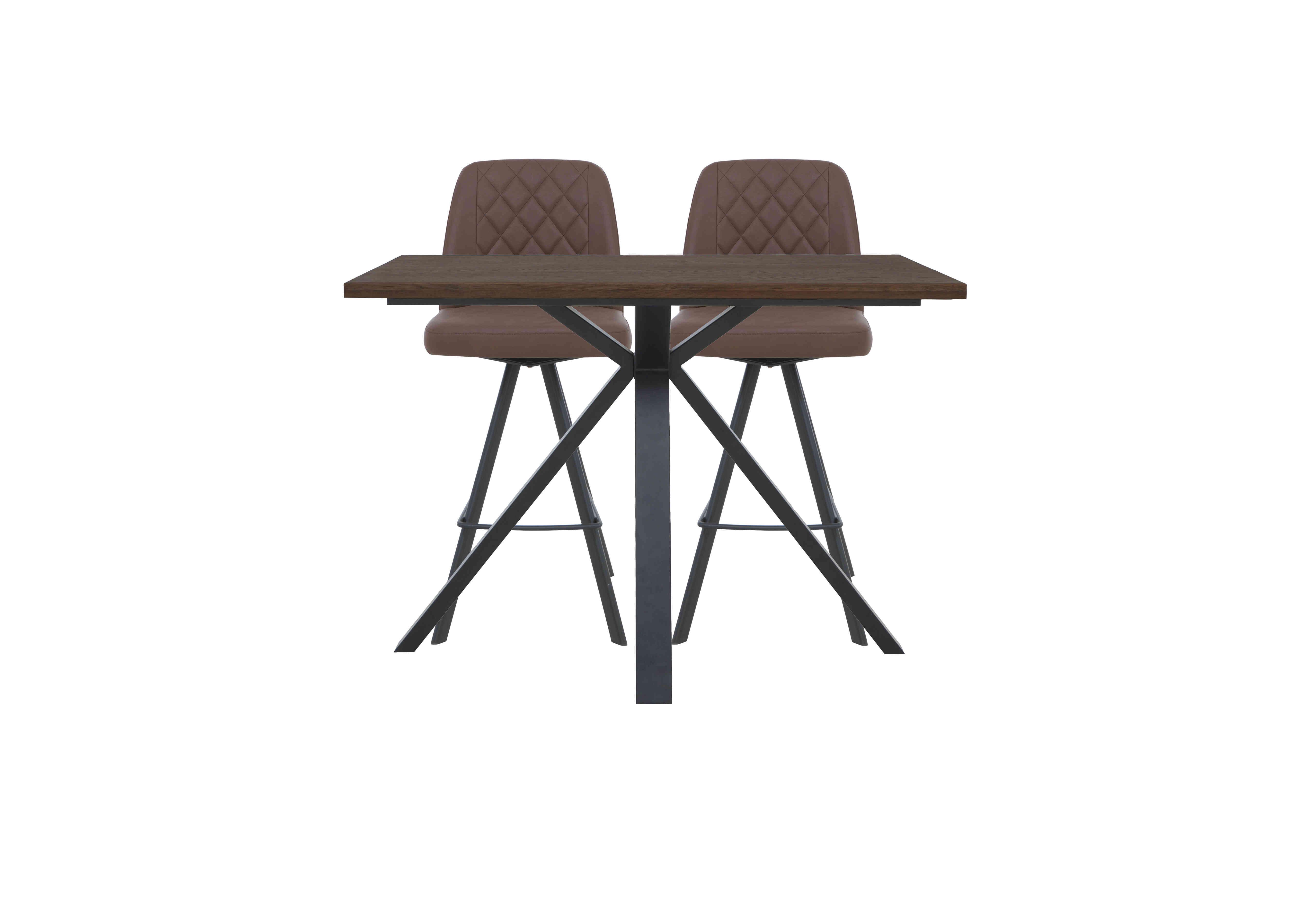 Mars 130cm Bar Table With 2 Faux Leather Swivel Bar Stools in Tan on Furniture Village