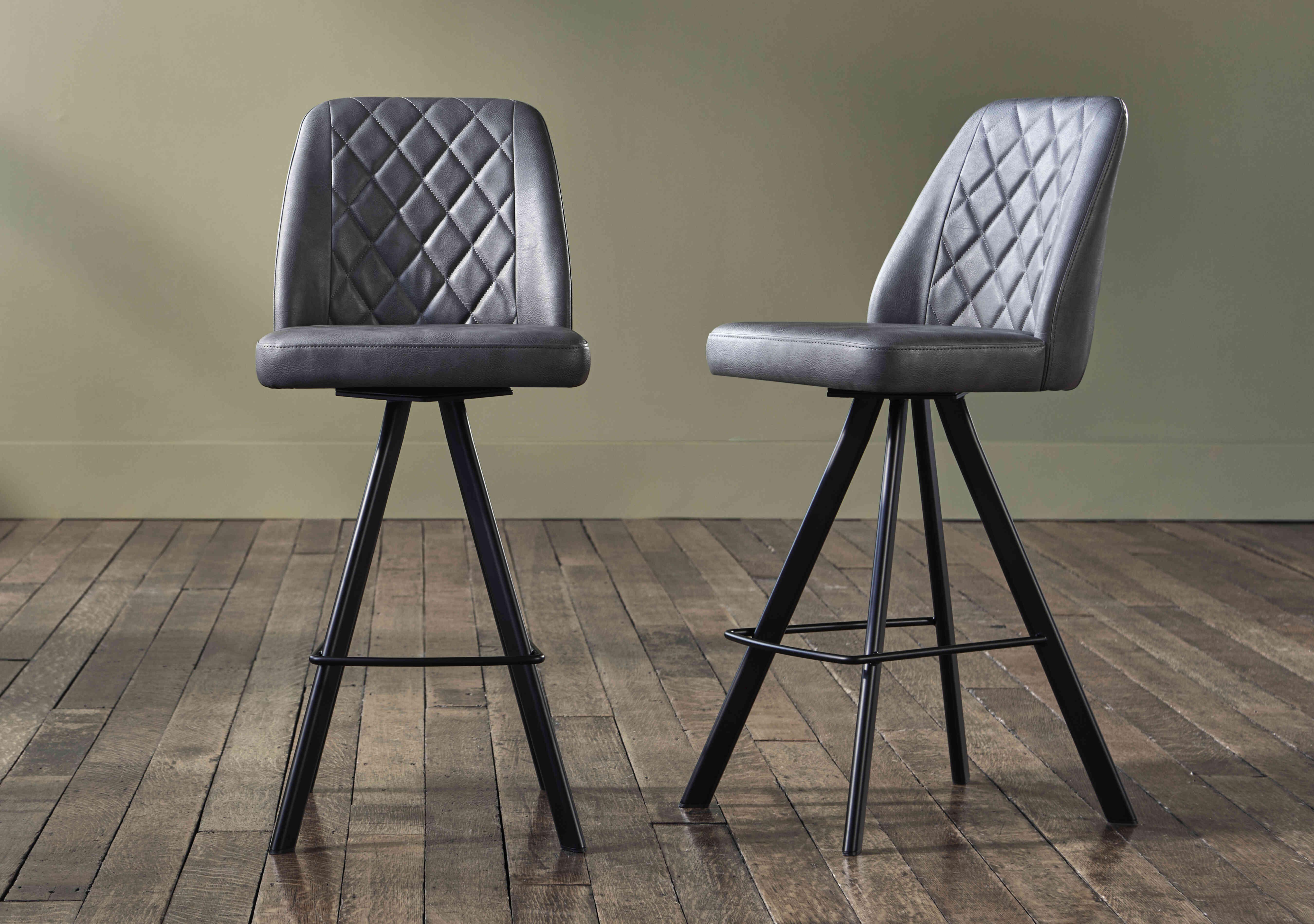 Mars Pair of Faux Leather Swivel Bar Stools in  on Furniture Village