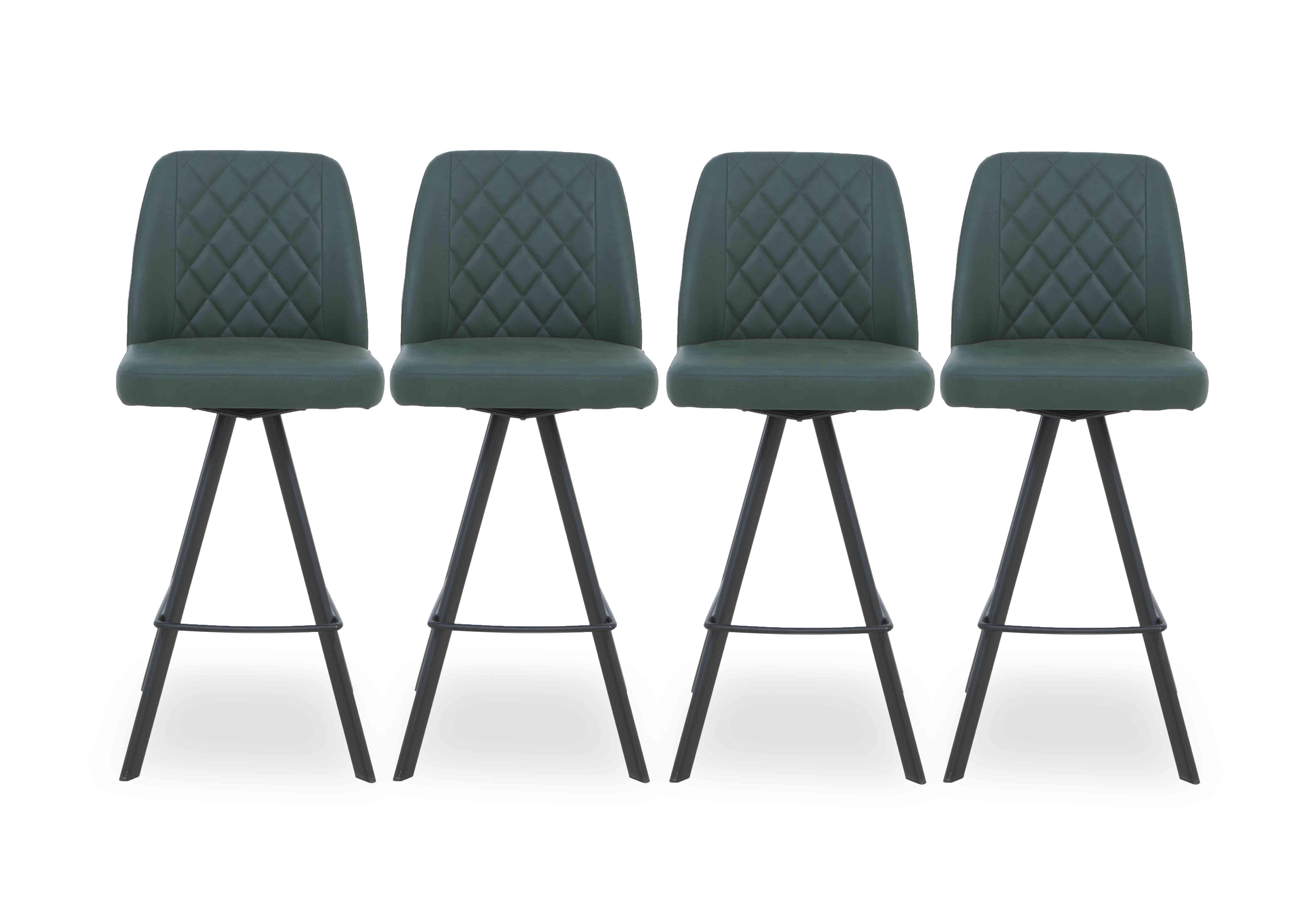 Mars Set of 4 Faux Leather Swivel Bar Stools in Green on Furniture Village