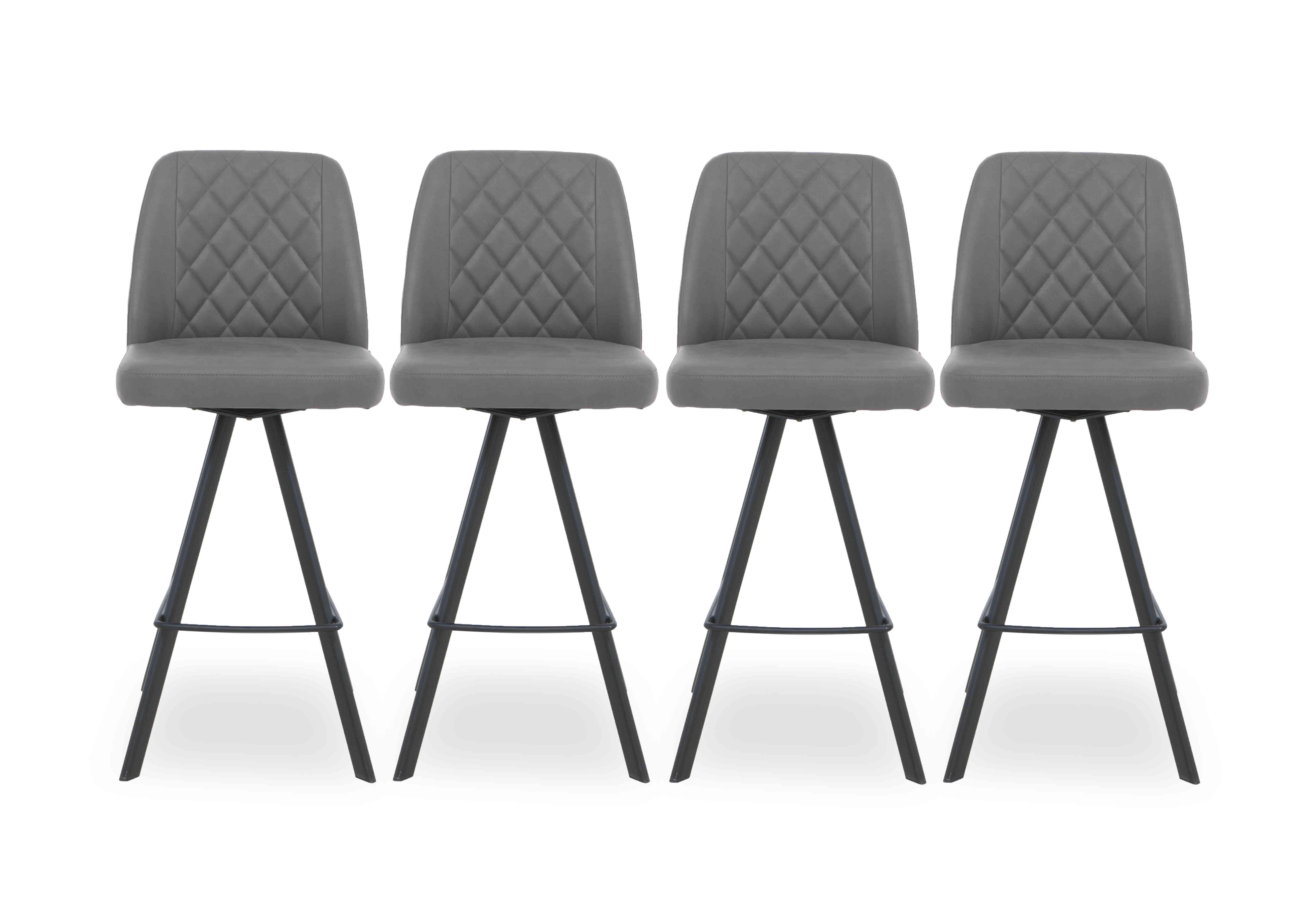 Mars Set of 4 Faux Leather Swivel Bar Stools in Grey on Furniture Village