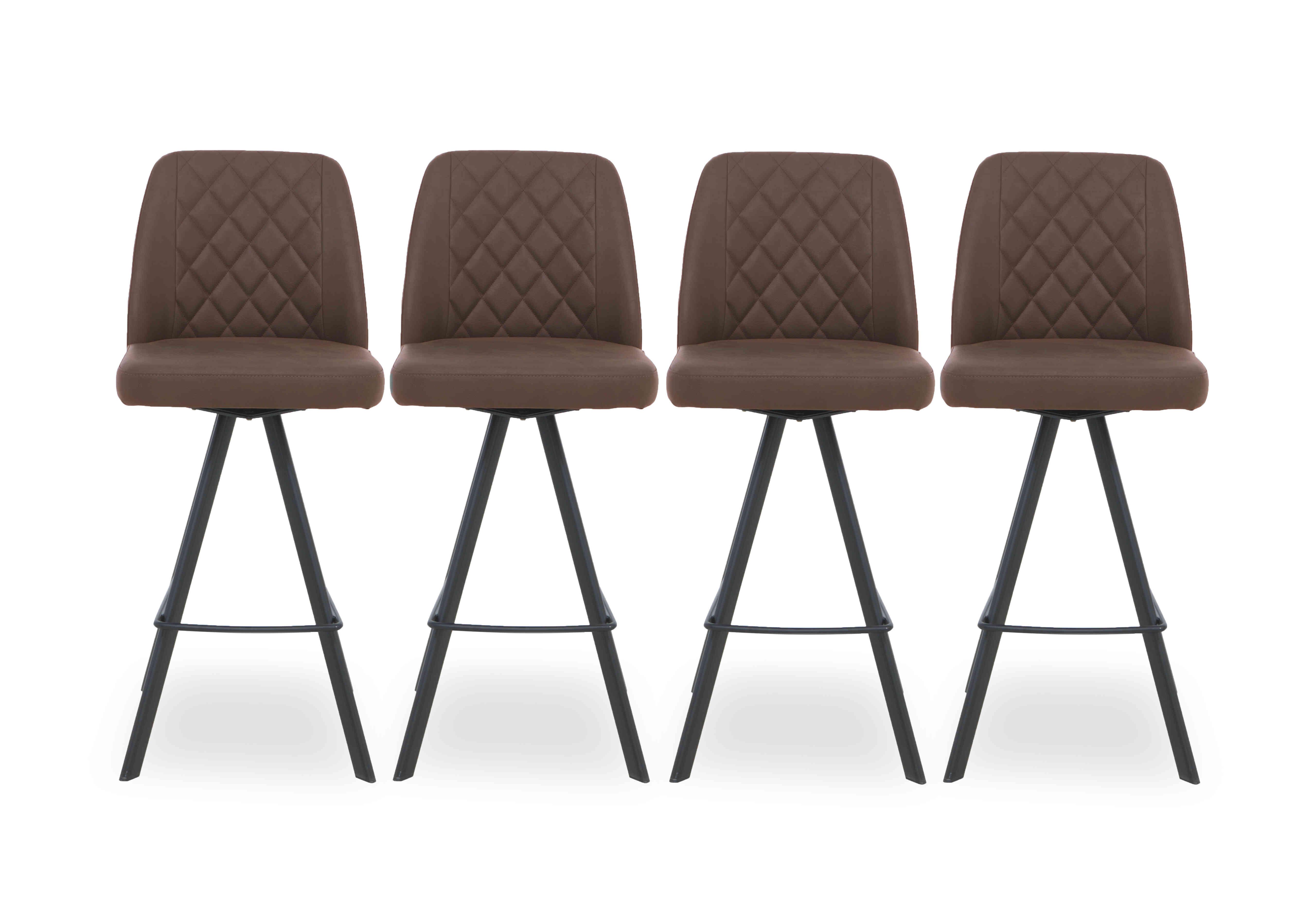 Mars Set of 4 Faux Leather Swivel Bar Stools in Tan on Furniture Village
