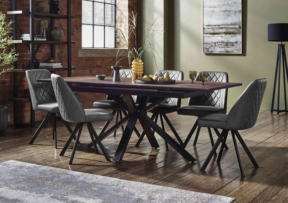 Mars Pop-up Dining Table with Faux Leather Swivel Dining Chairs