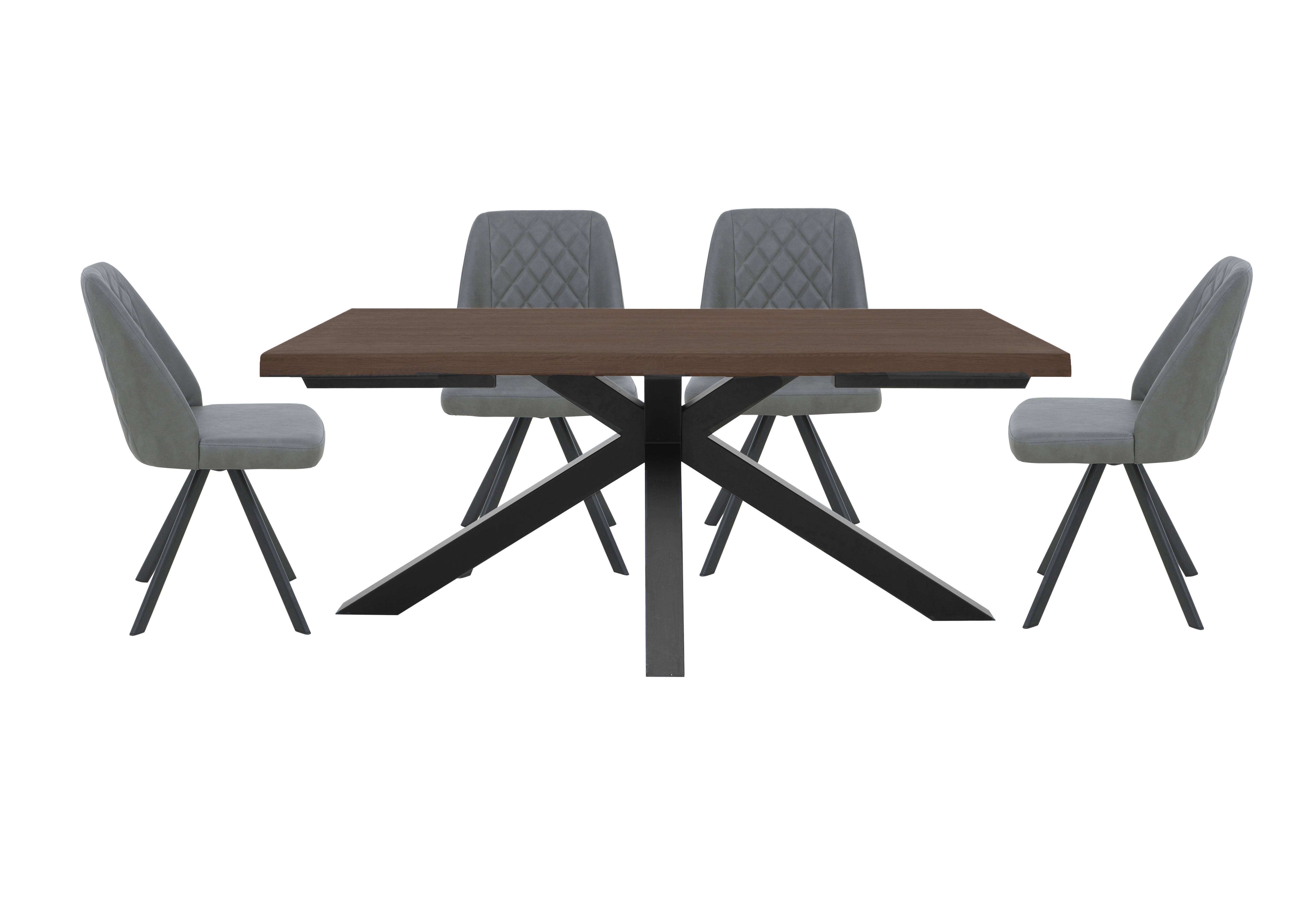 Mars Large Live Edge Dining Table with 4 Faux Leather Swivel Dining Chairs in  on Furniture Village