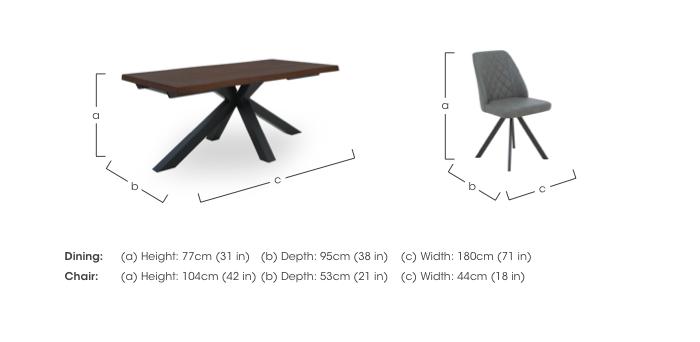 Mars Large Live Edge Dining Table with 4 Faux Leather Swivel Dining Chairs in  on Furniture Village