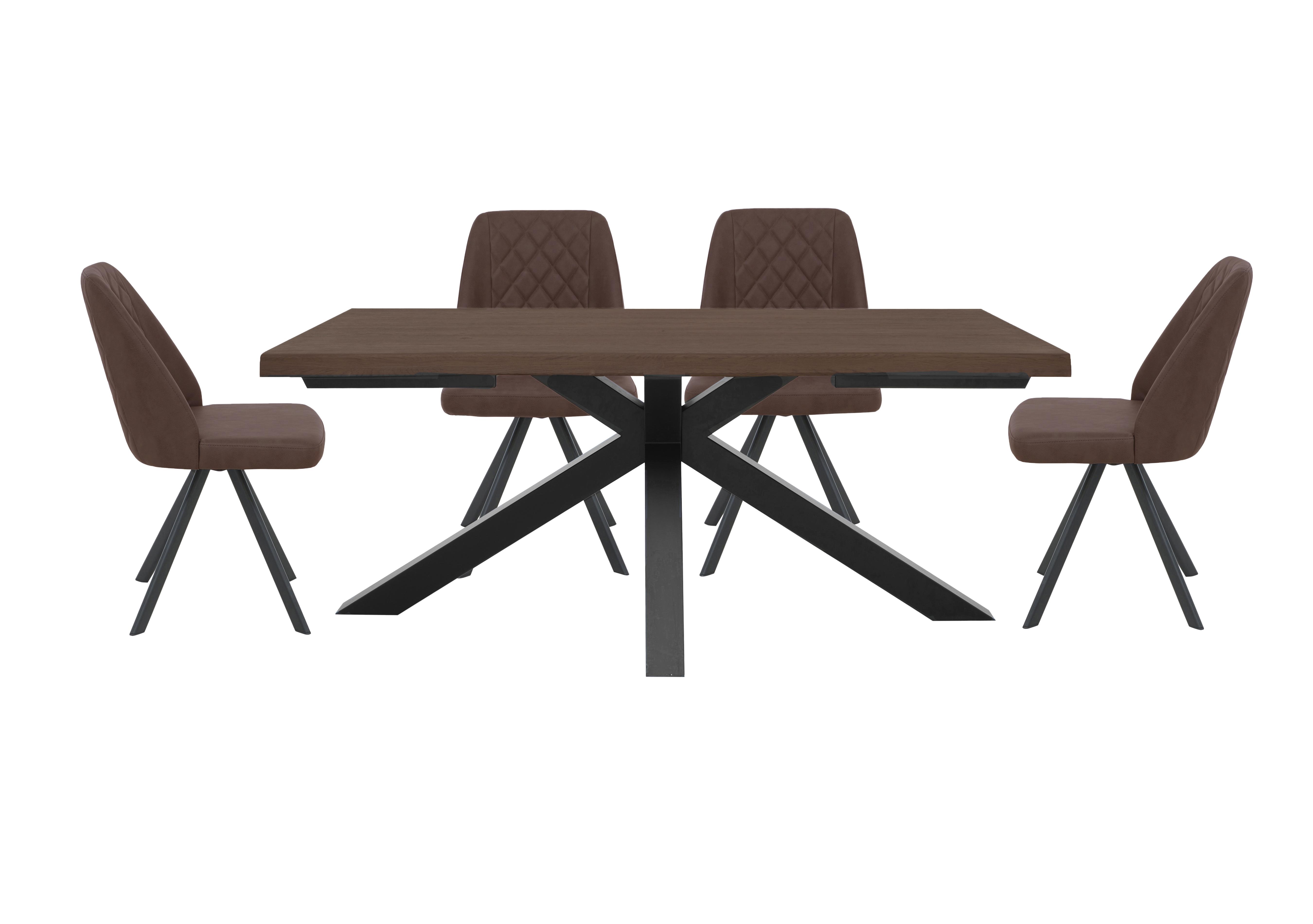 Mars Large Live Edge Dining Table with 4 Faux Leather Swivel Dining Chairs in Tan on Furniture Village