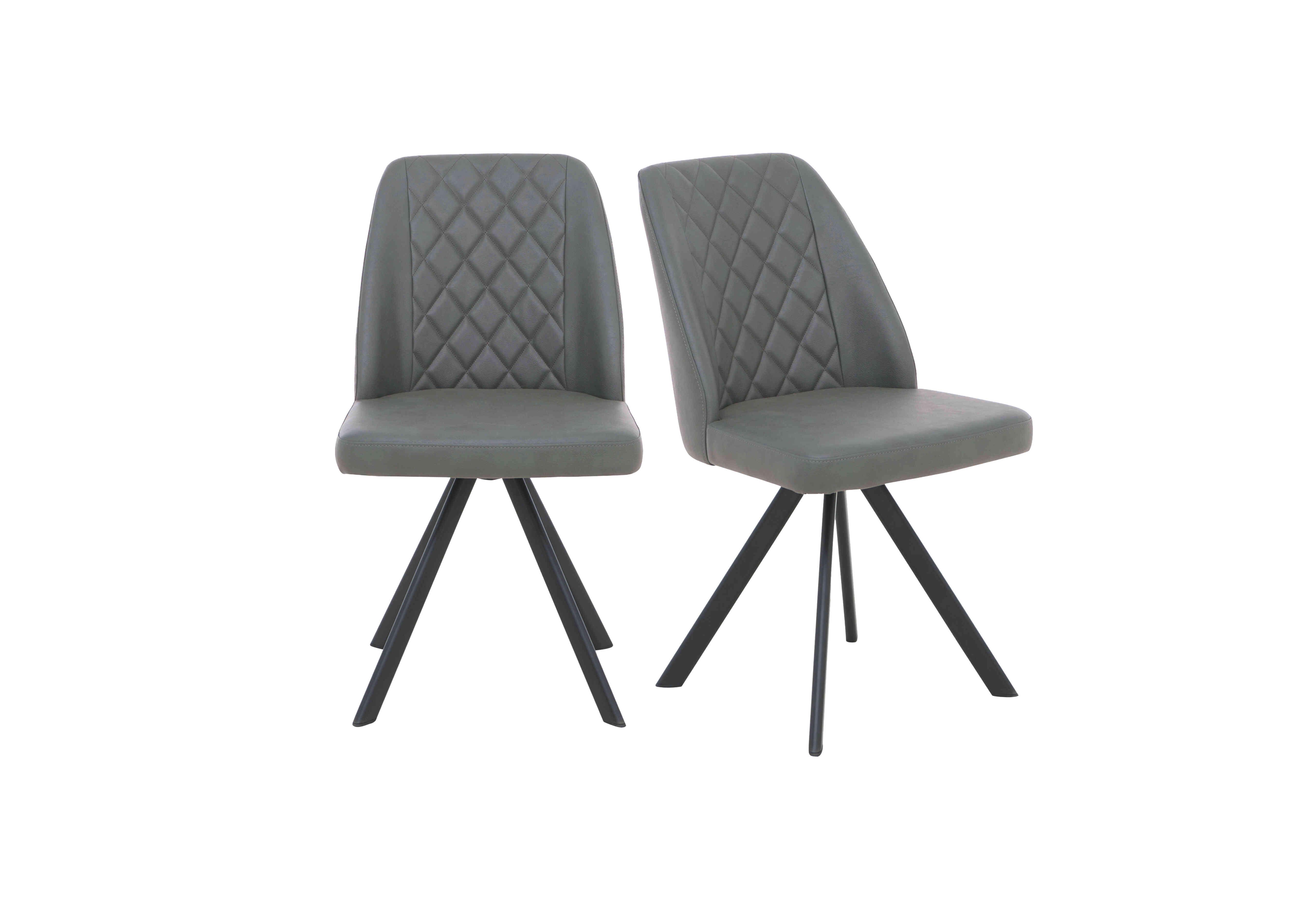 Mars Pair of Faux Leather Swivel Dining Chairs in Grey on Furniture Village