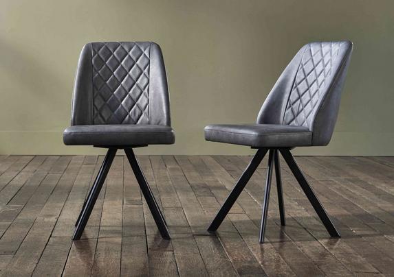 Mars Set of Faux Leather Swivel Dining Chairs Furniture Village