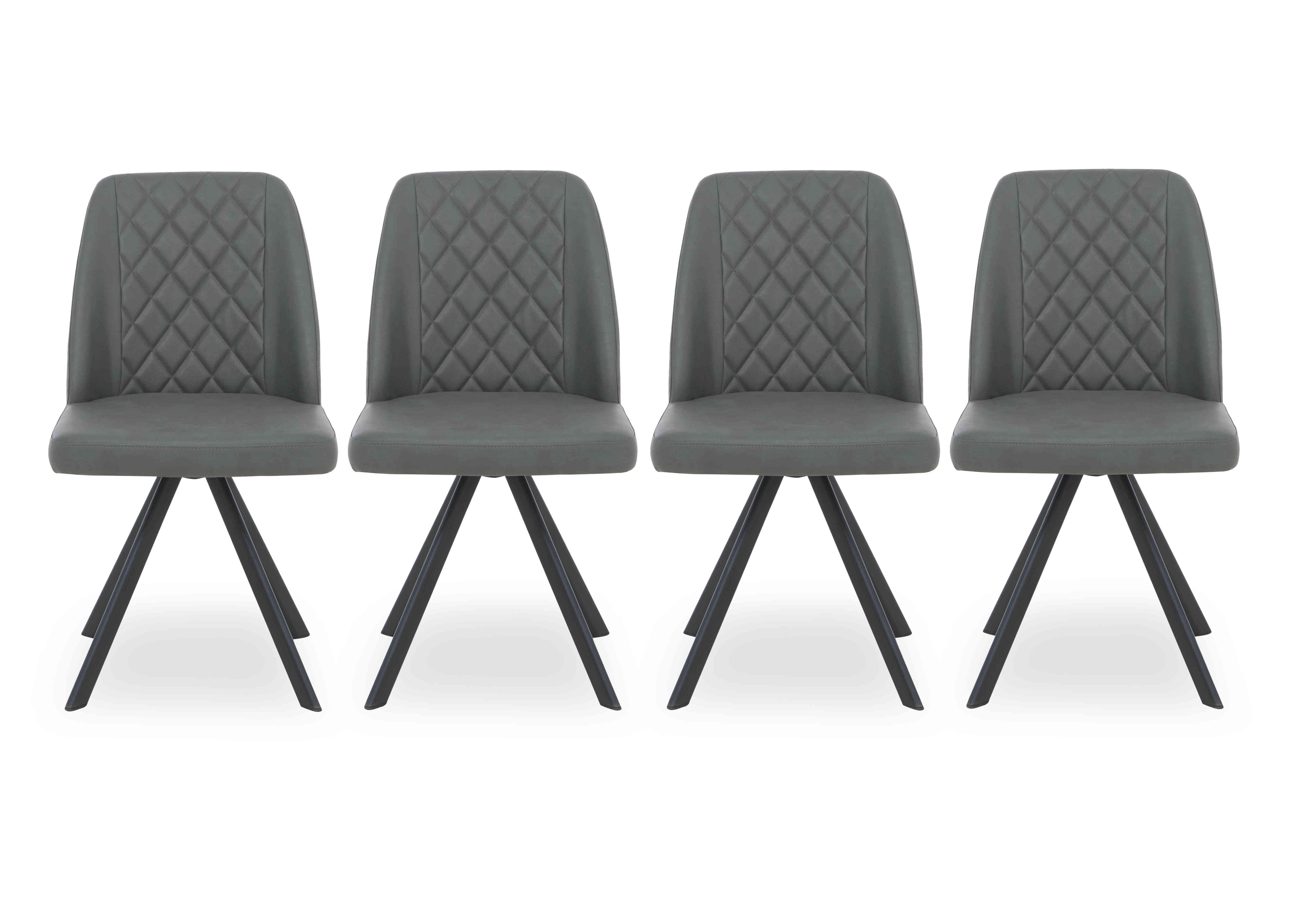 Mars Set of 4 Faux Leather Swivel Dining Chairs in Grey on Furniture Village