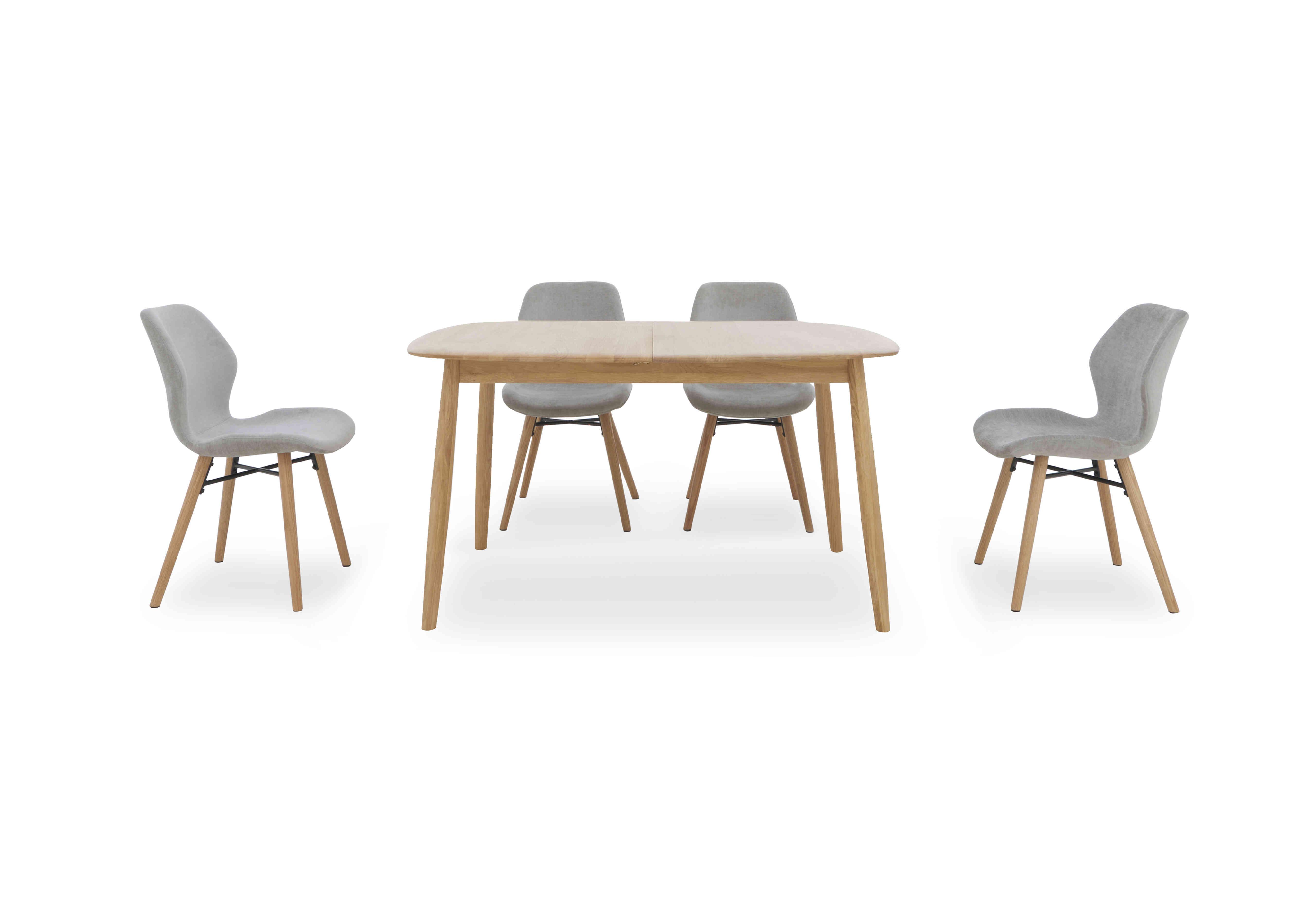 Stockholm Small Extending Dining Table and 4 Upholstered Dining Chairs in Light Oak on Furniture Village