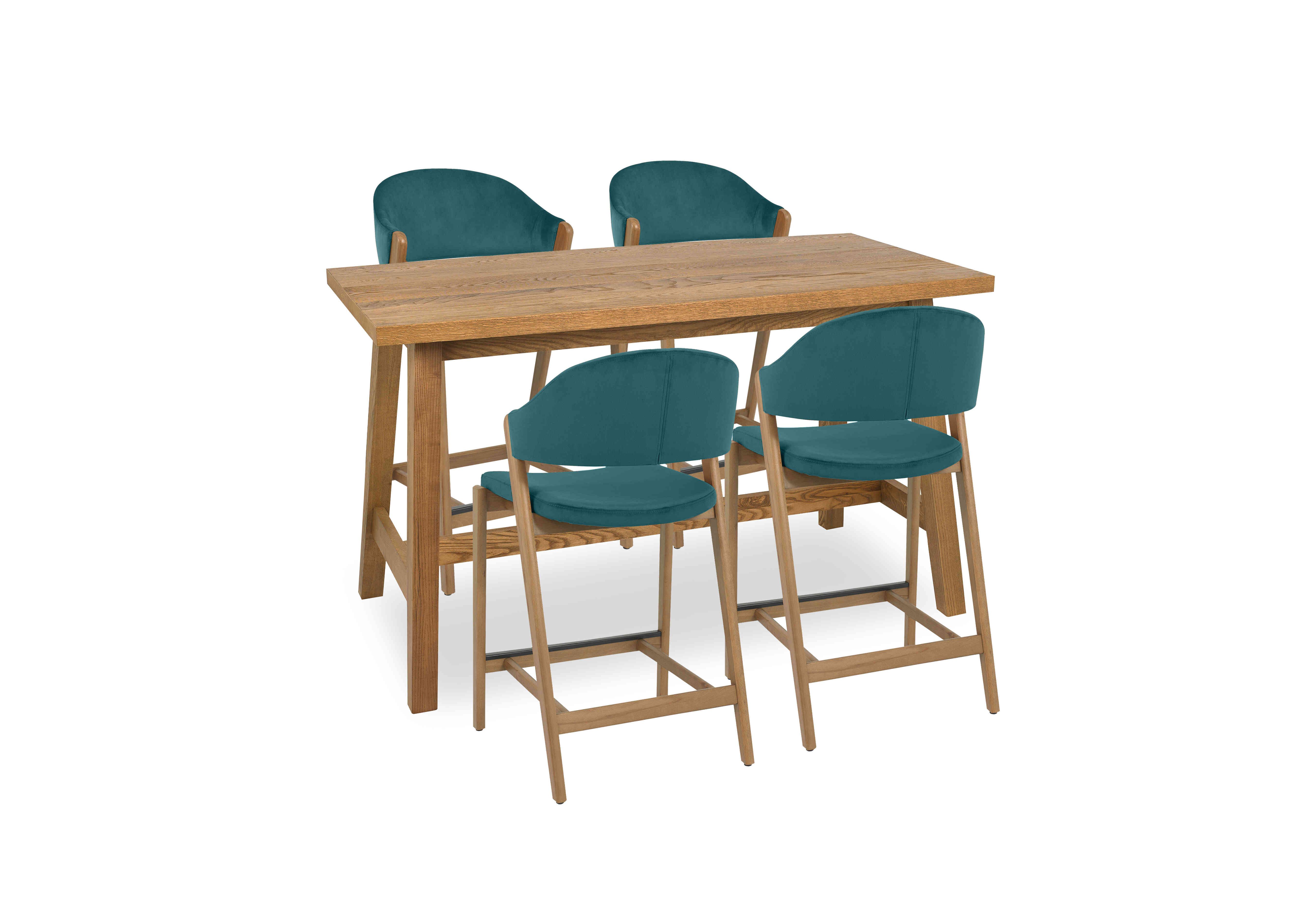 Stratford Bar Table and 4 Bar Stools in Azure Velvet on Furniture Village