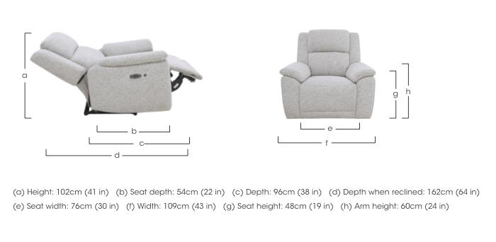 Utah Fabric Power Recliner Armchair with Heated Seat in  on Furniture Village