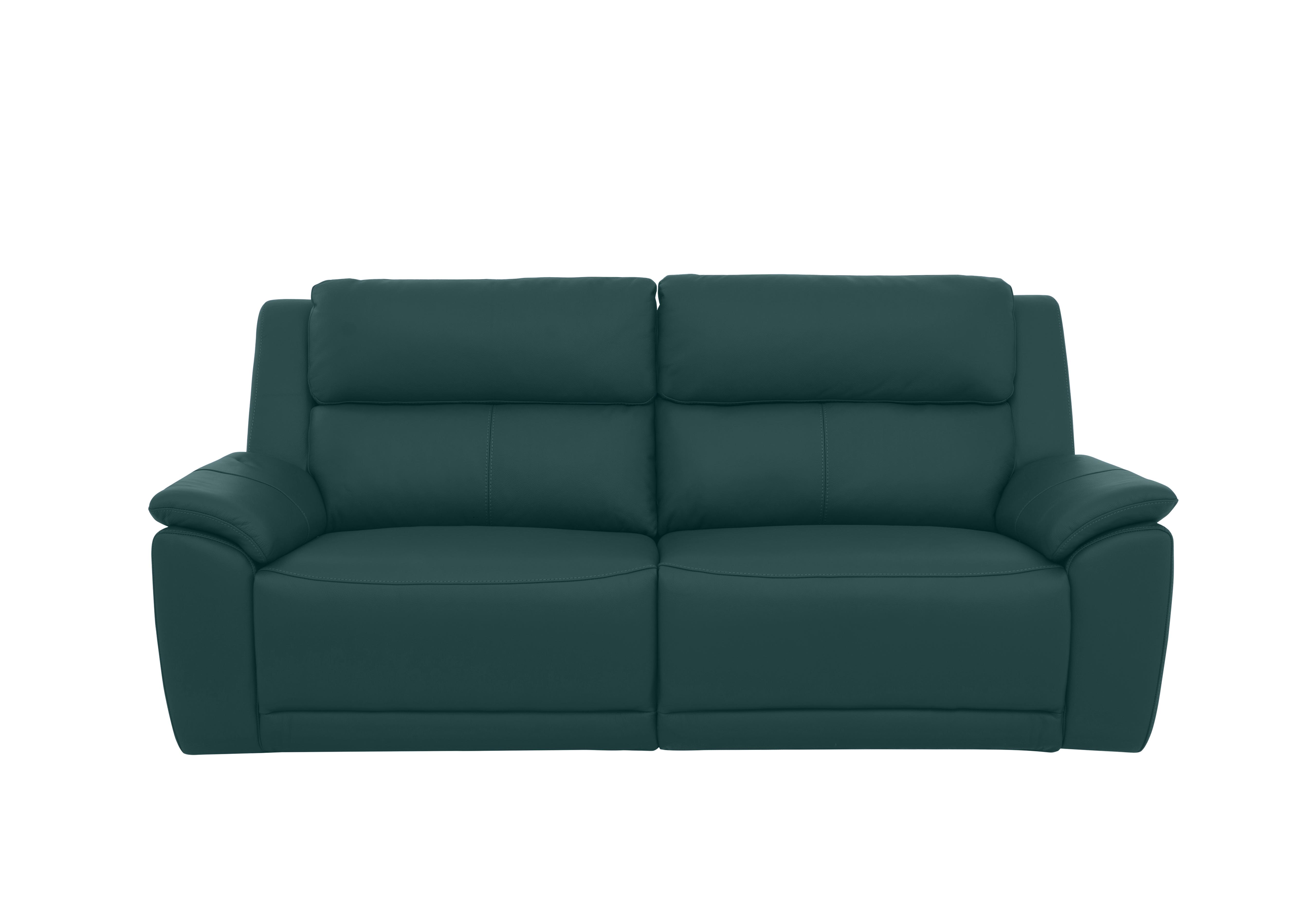 Utah Leather 3 Seater Power Recliner Sofa with Power Headrests, Power Lumbar and Heated Seats in Midnight Jade Matte Le-9324 on Furniture Village