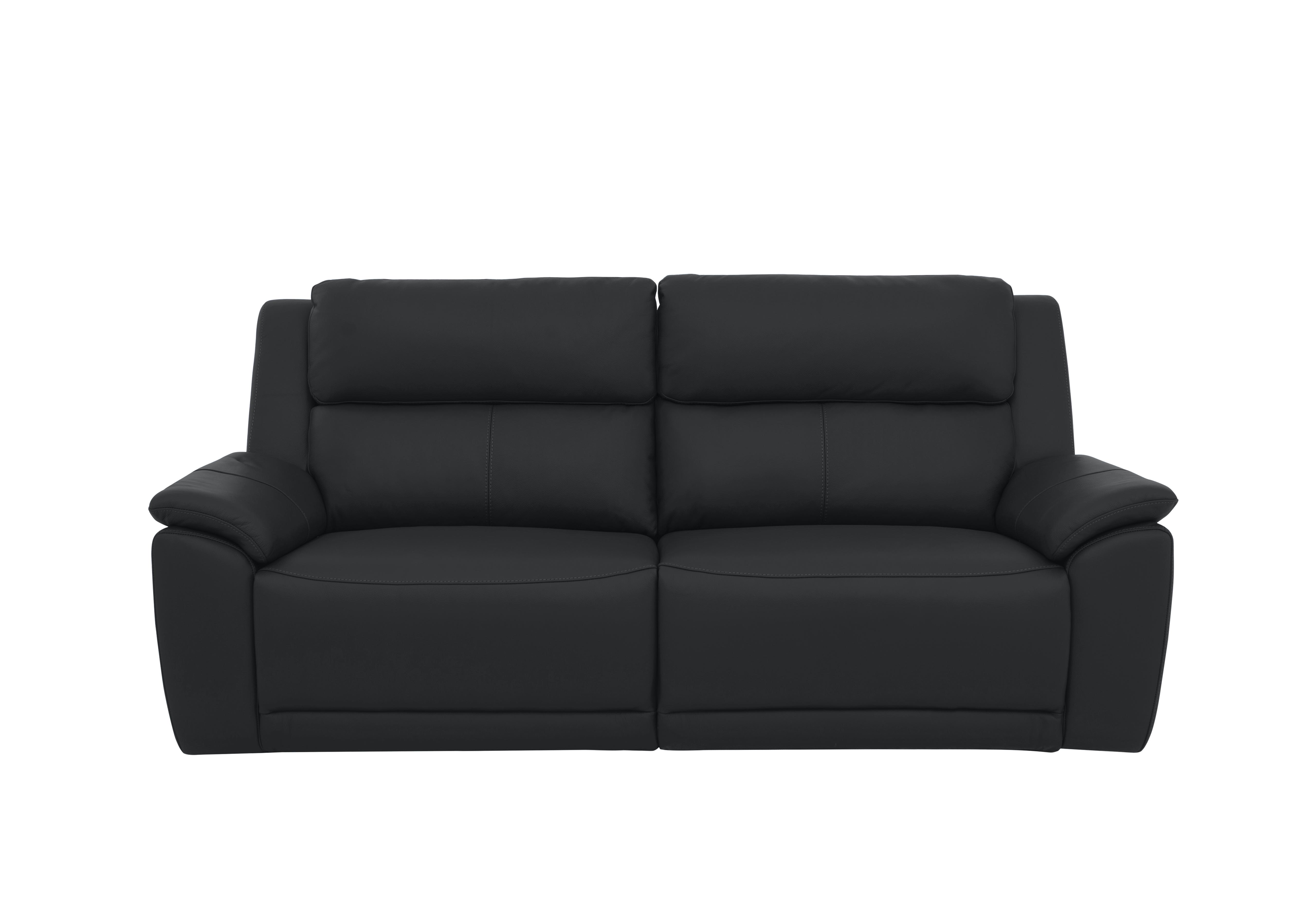 Utah Leather 3 Seater Power Recliner Sofa with Power Headrests, Power Lumbar and Heated Seats in Natural Black Mica La4820 on Furniture Village
