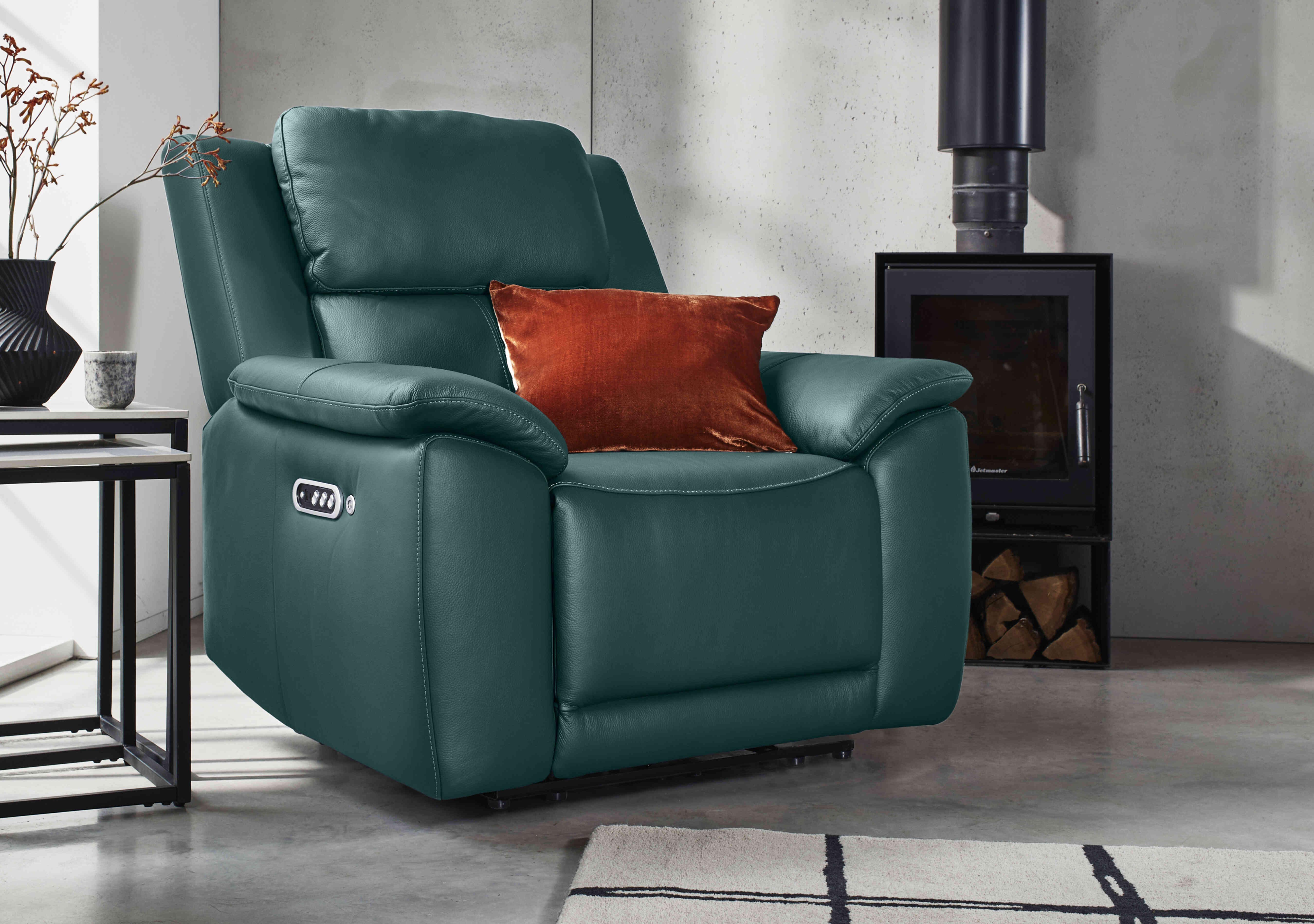 Utah Leather Power Recliner Armchair with Power Headrest, Power Lumbar and Heated Seat in  on Furniture Village
