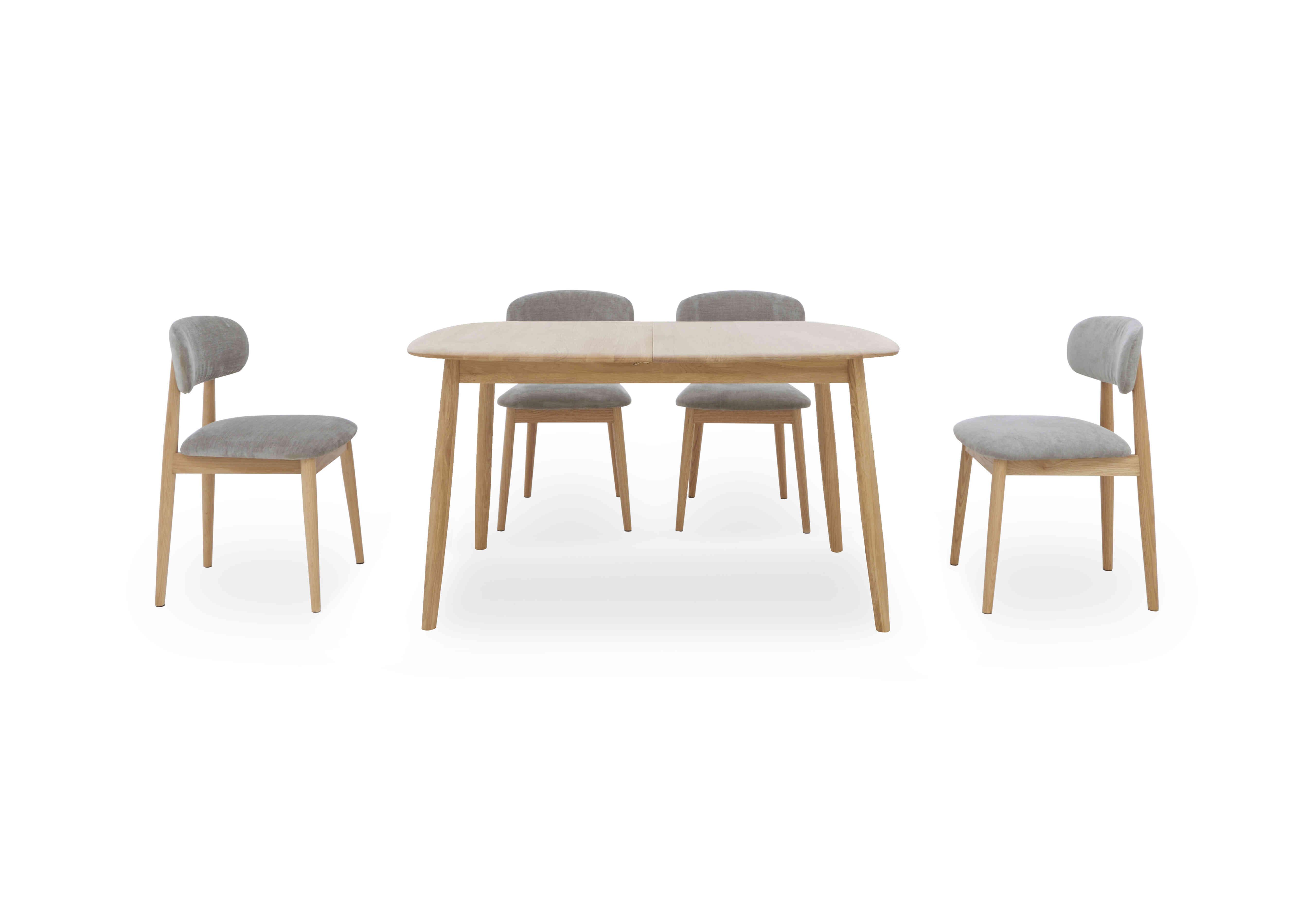 Stockholm Small Extending Dining Table and 4 Wooden Dining Chairs in Light Oak on Furniture Village
