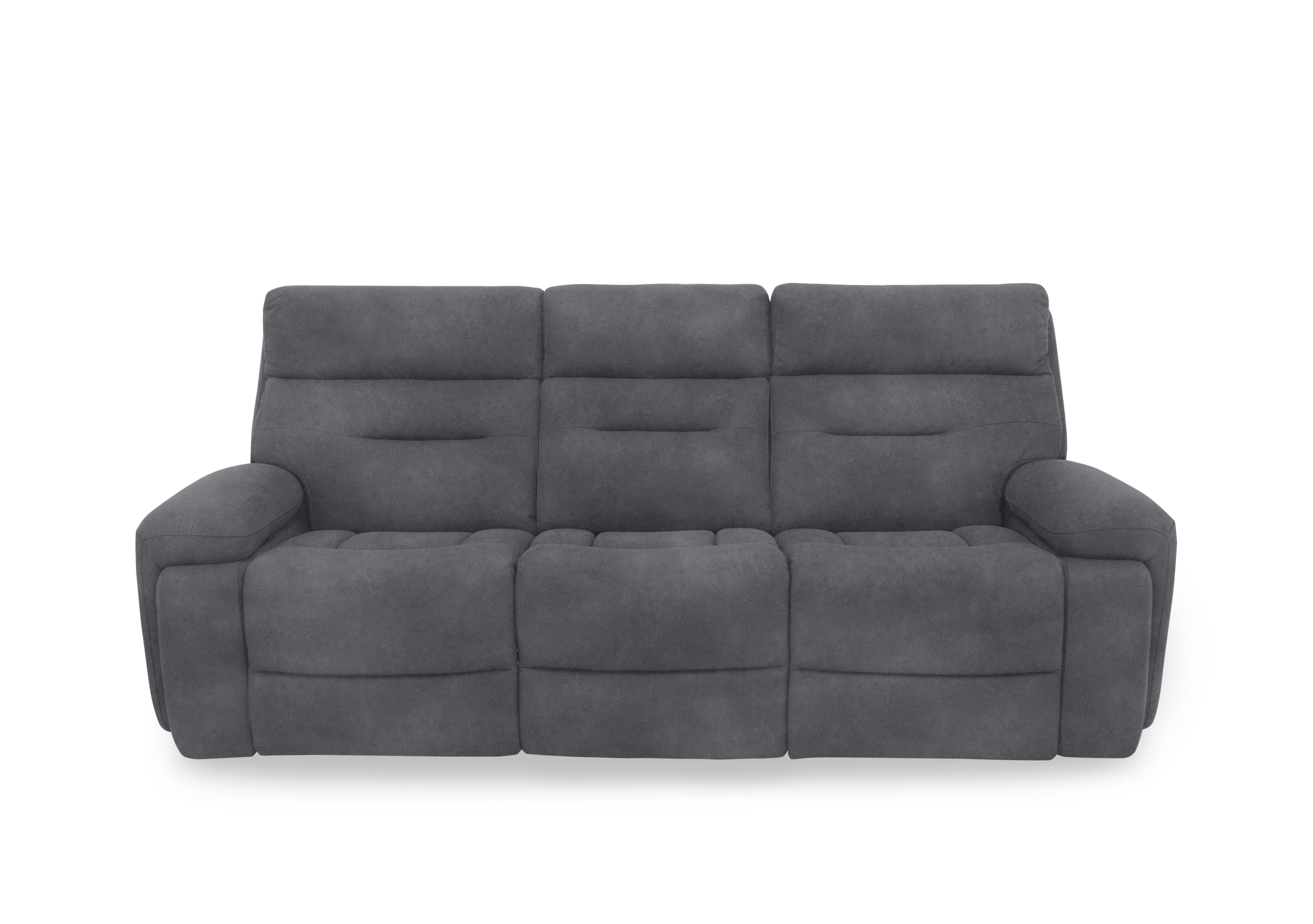 Cinemax 3 Seater Fabric Power Recliner Sofa with Power Headrests and Media Arms in Nv-0106 Nappe Velvet Dark Grey on Furniture Village