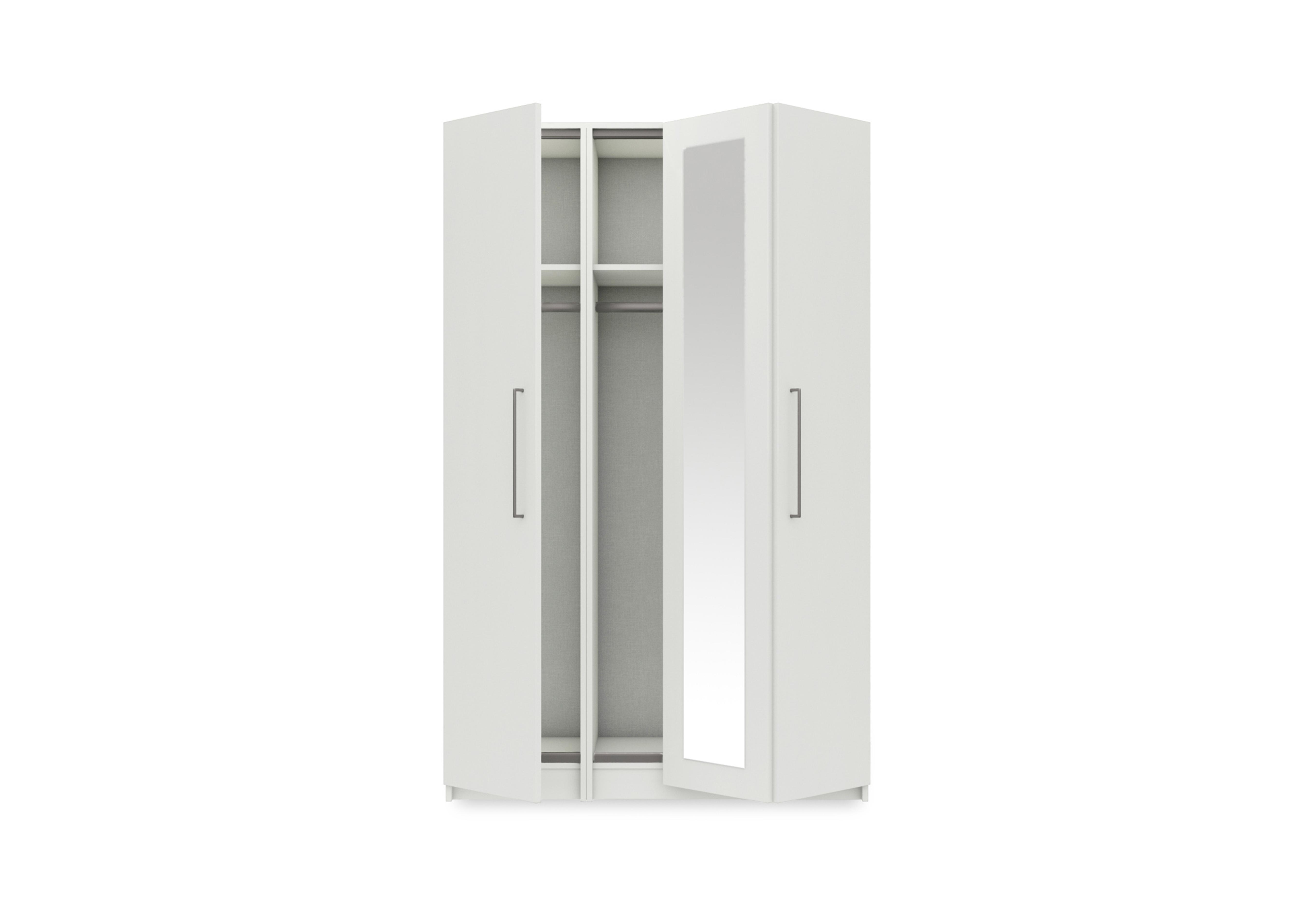Castle 3 Door Bifold Wardrobe with Centre Mirror Door in Frost White Gloss on Furniture Village