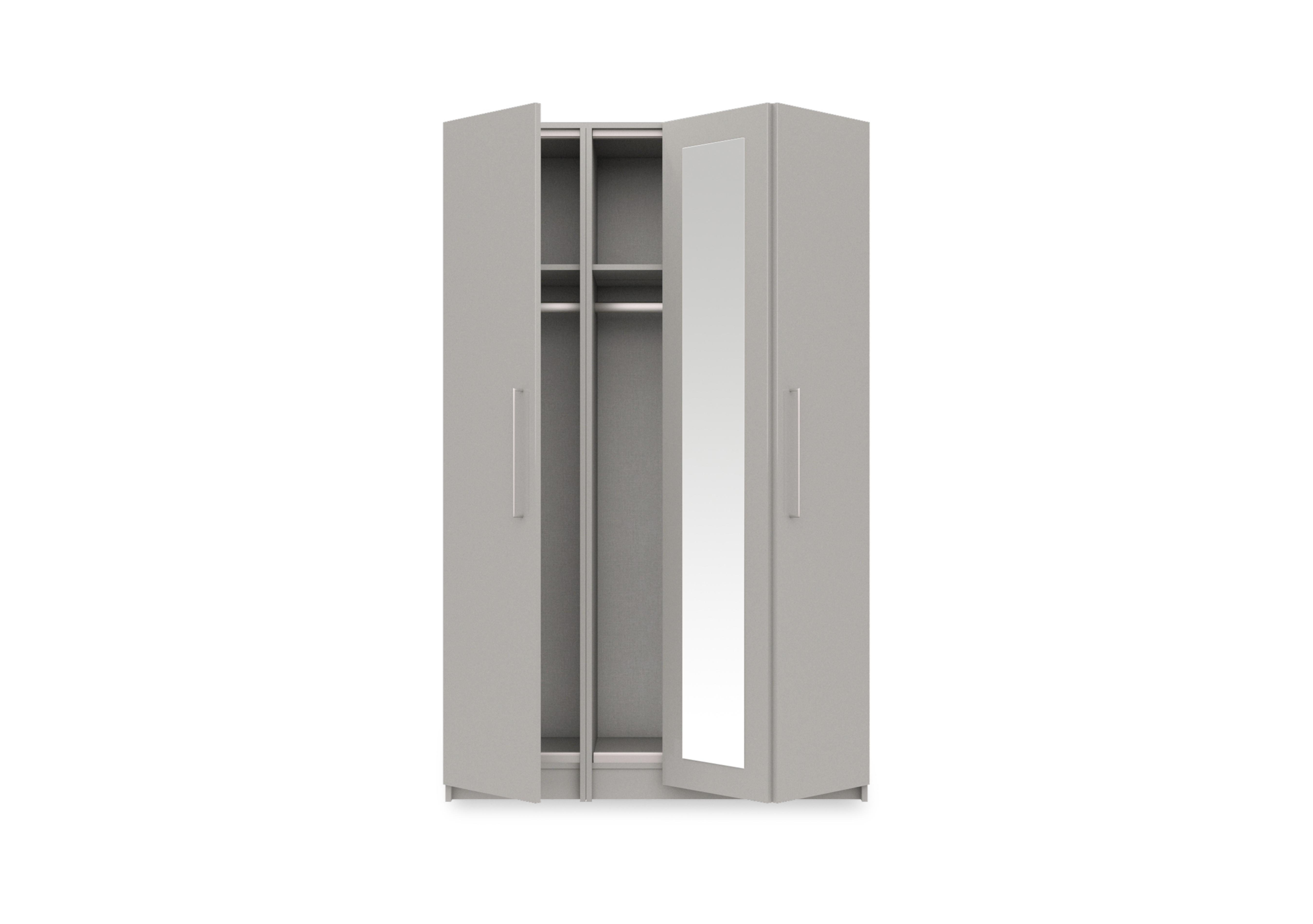 Castle 3 Door Bifold Wardrobe with Centre Mirror Door in Grey Gloss on Furniture Village