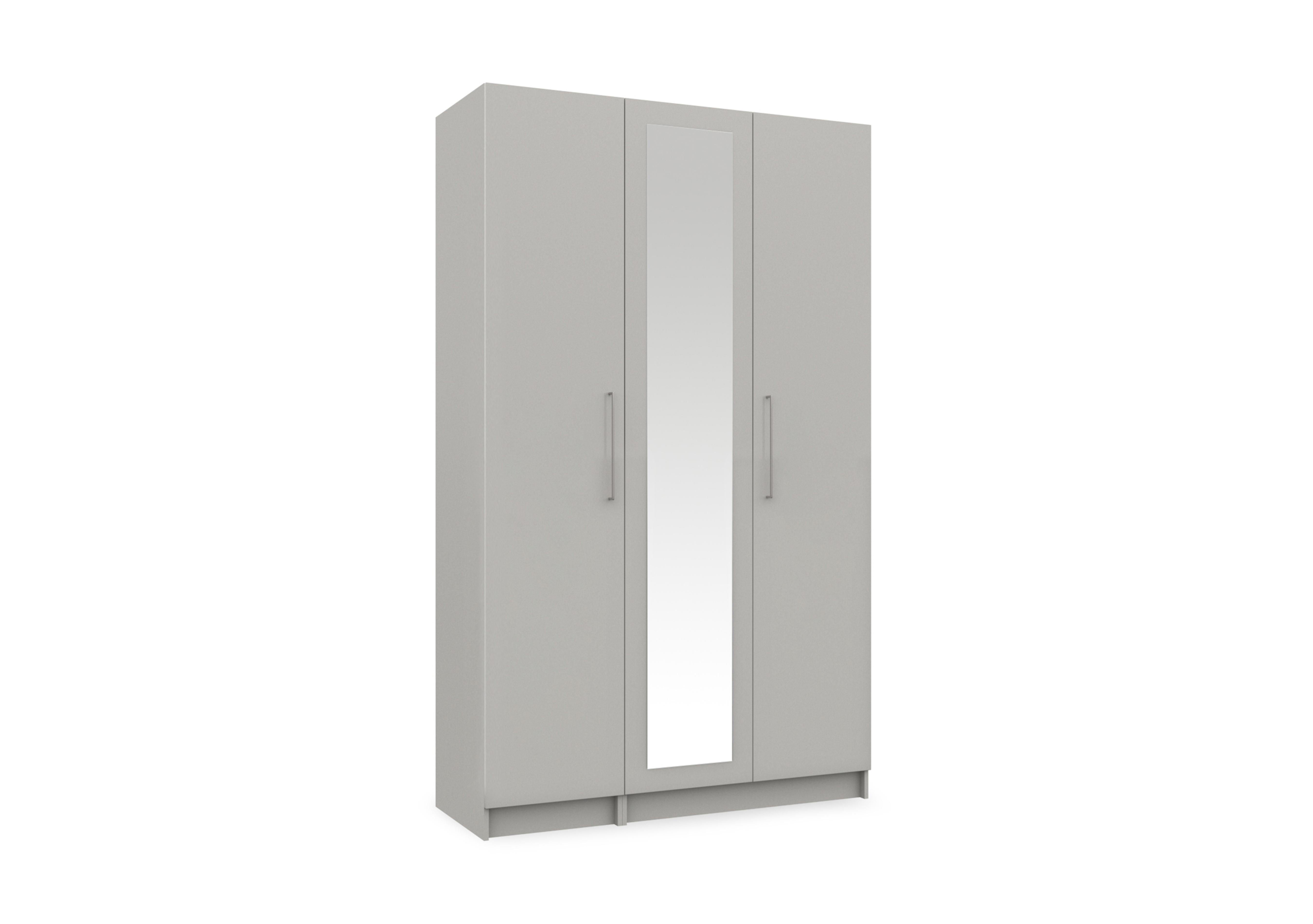 Castle 3 Door Hinged Tall Wardrobe with Centre Mirror Door in Grey Gloss on Furniture Village