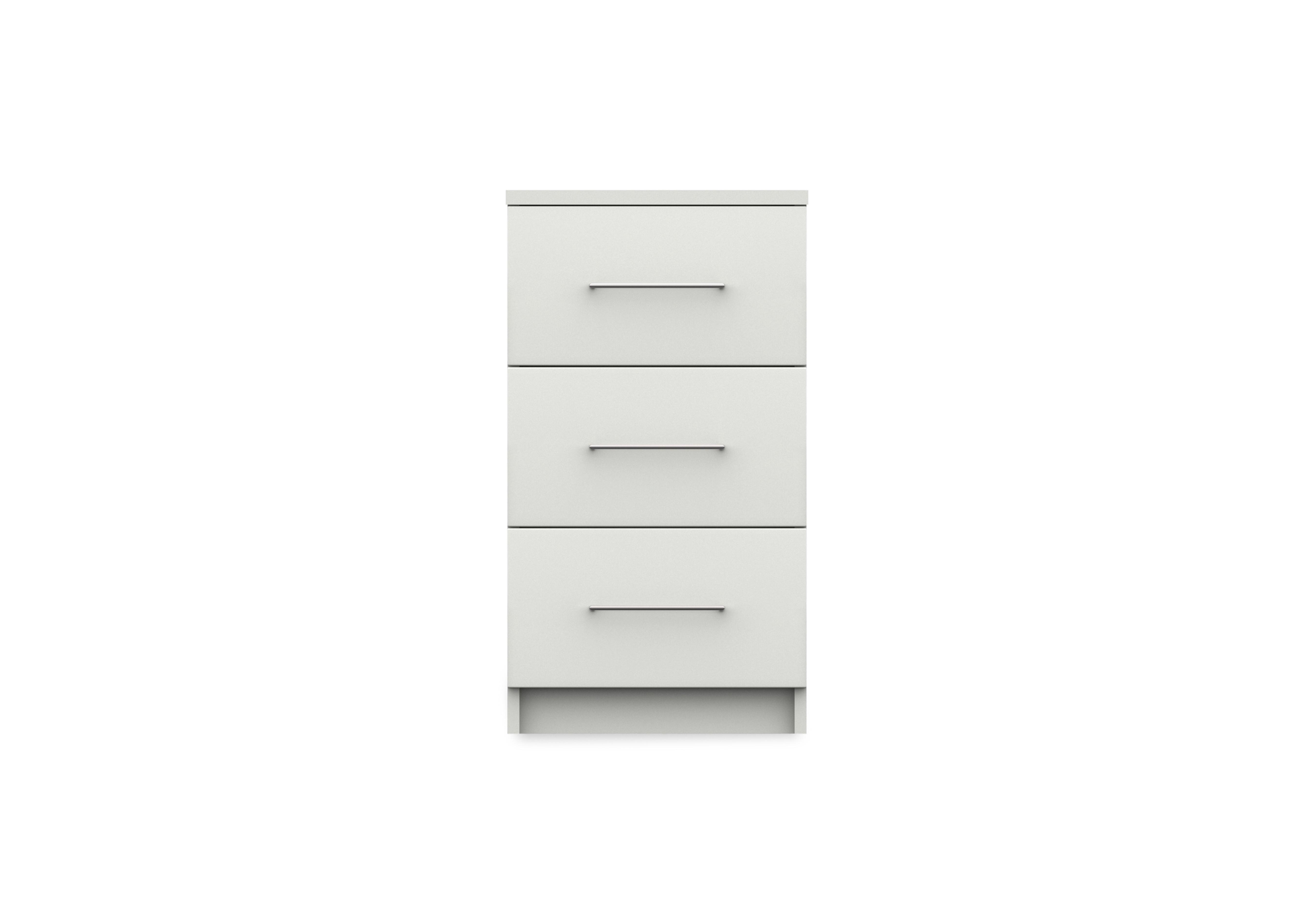 Castle 3 Drawer Bedside Cabinet in Frost White Gloss on Furniture Village