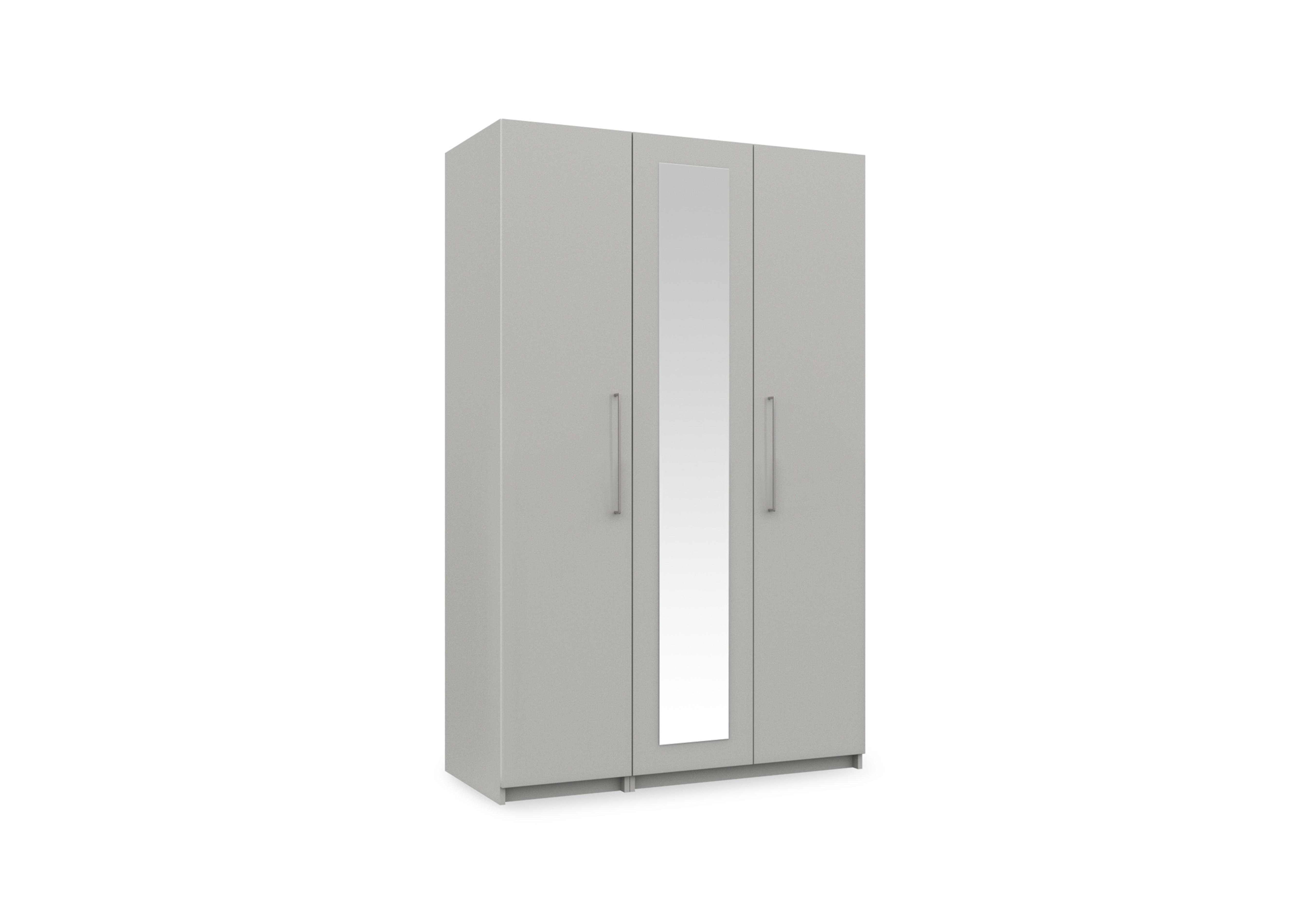 Castle 3 Door Hinged Wardrobe with Centre Mirror Door in Grey Gloss on Furniture Village