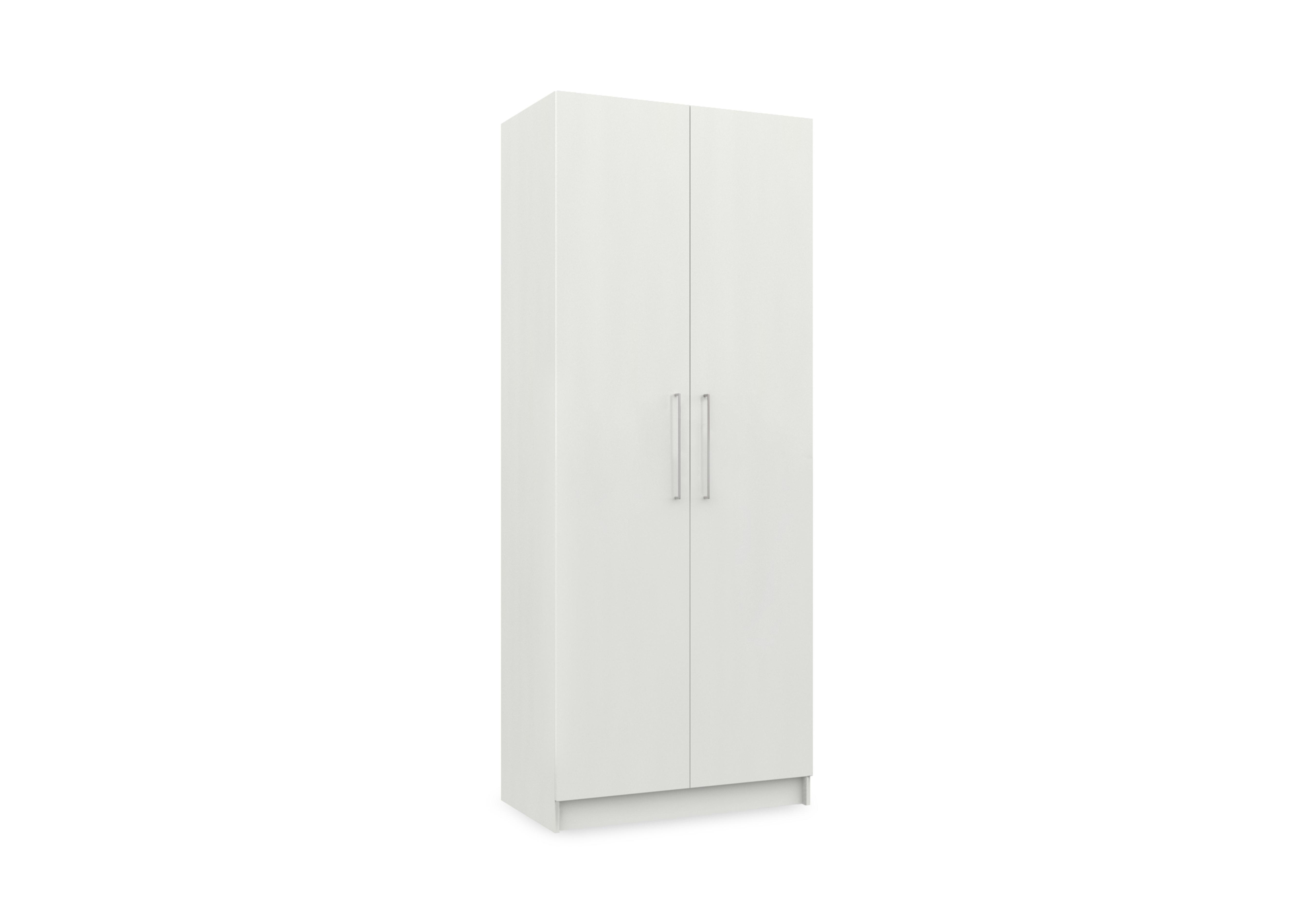 Castle 2 Door Hinged Tall Wardrobe in Frost White Gloss on Furniture Village