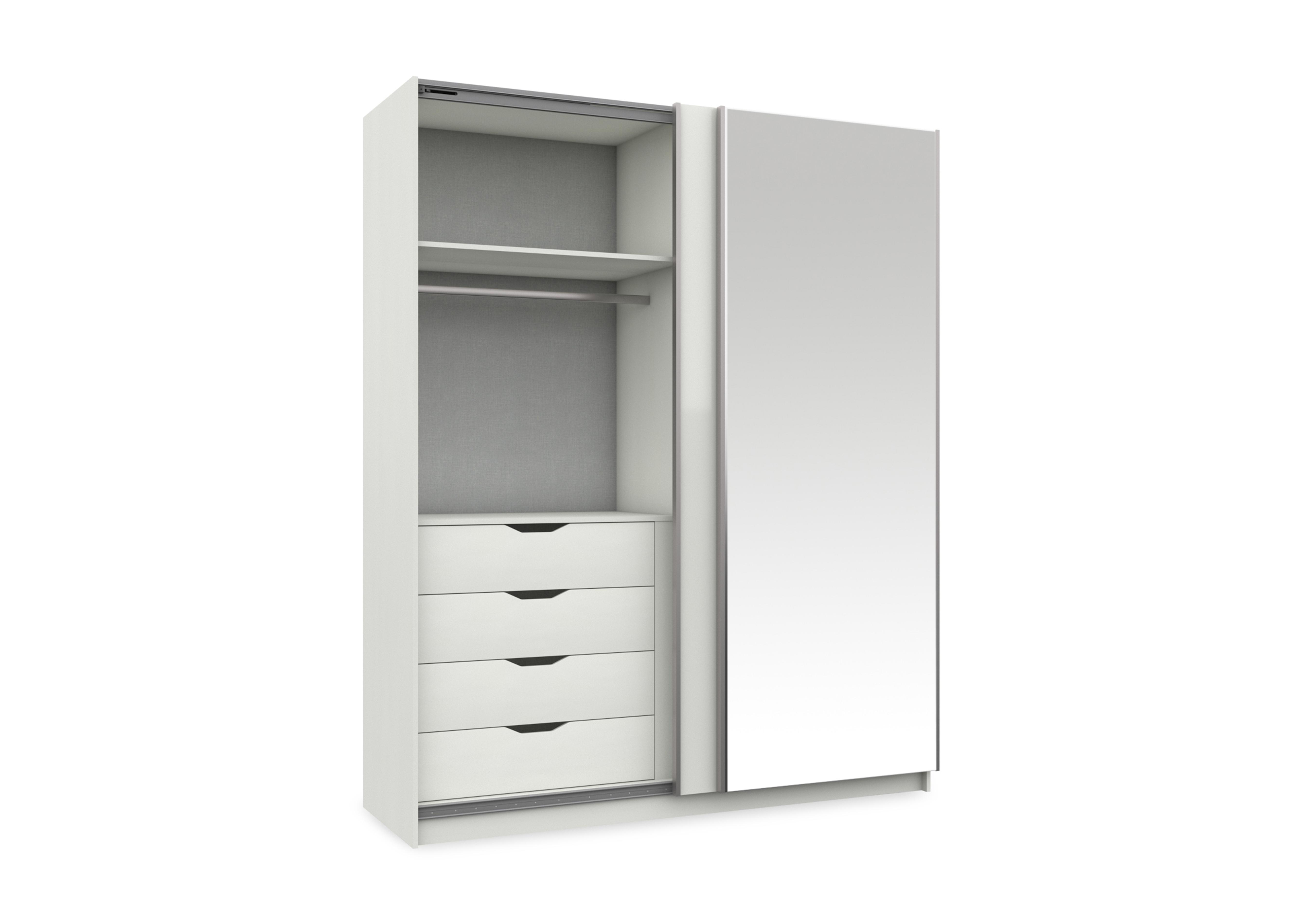 Castle 180cm 2 Door Sliding Wardrobe with 1 Mirror Door in Frost White Gloss on Furniture Village