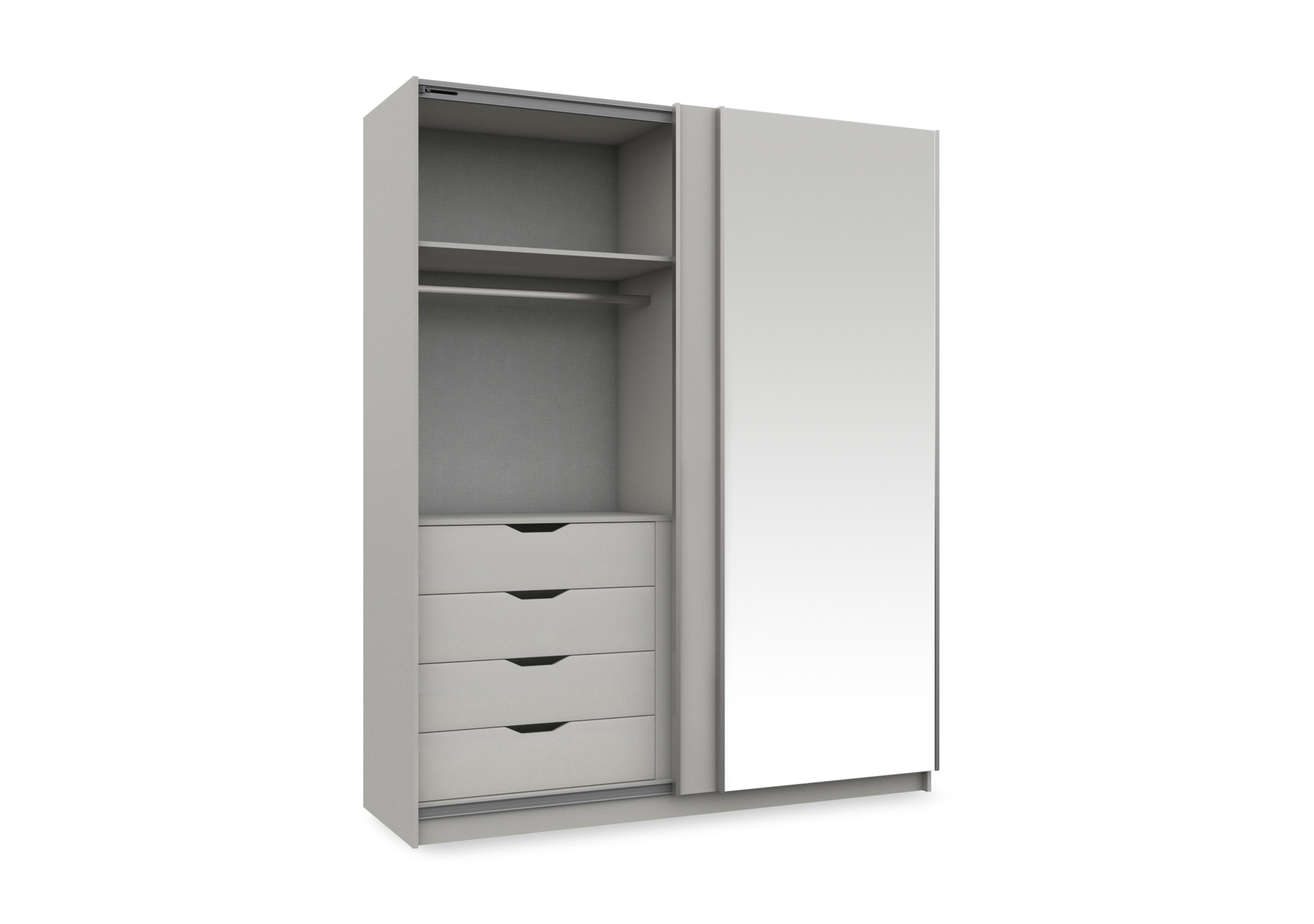 Castle 180cm 2 Door Sliding Wardrobe with 1 Mirror Door in Grey Gloss on Furniture Village