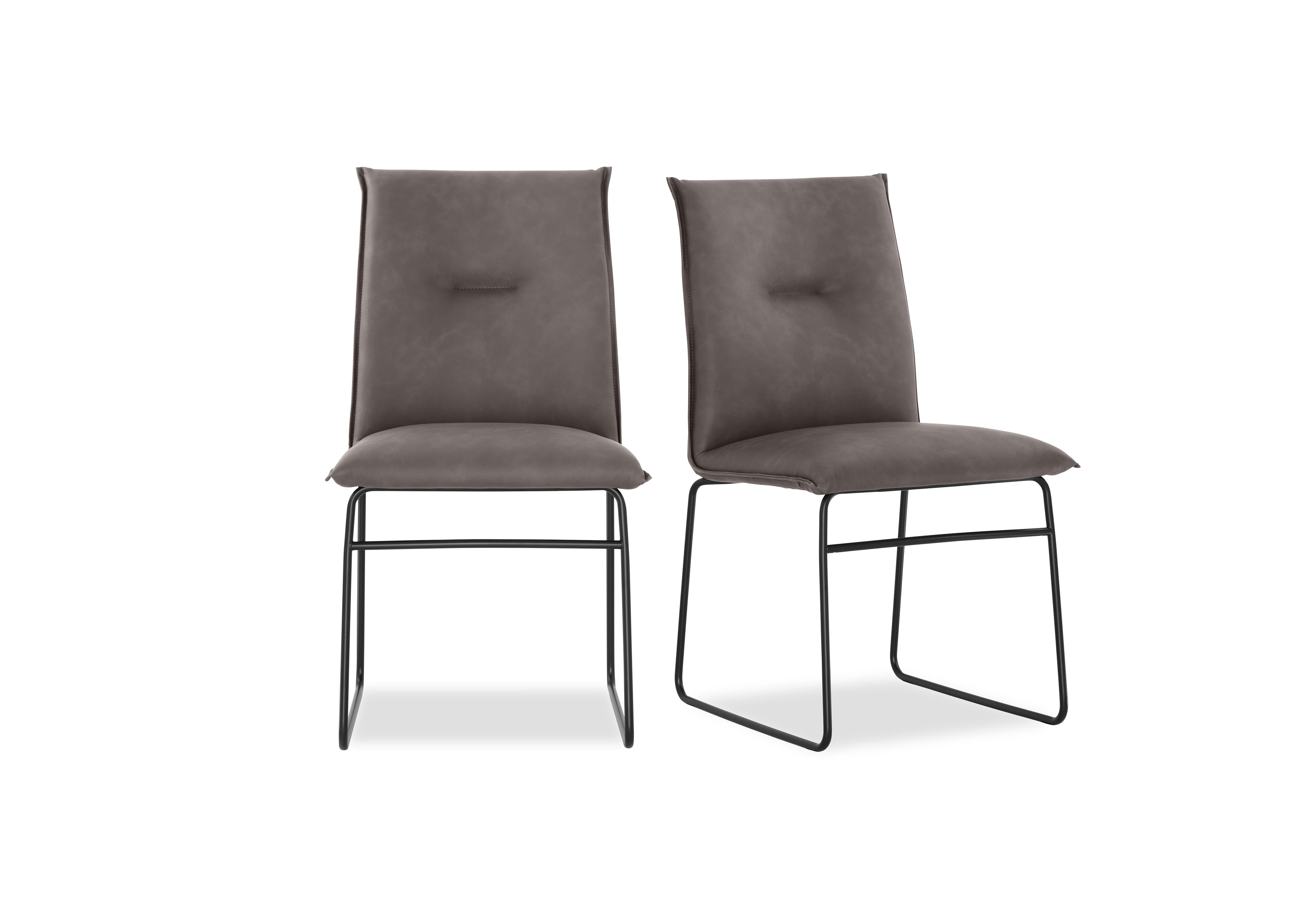 Maya Pair of Black Metal Leg Dining Chairs in S0c-Vintage Ebony on Furniture Village