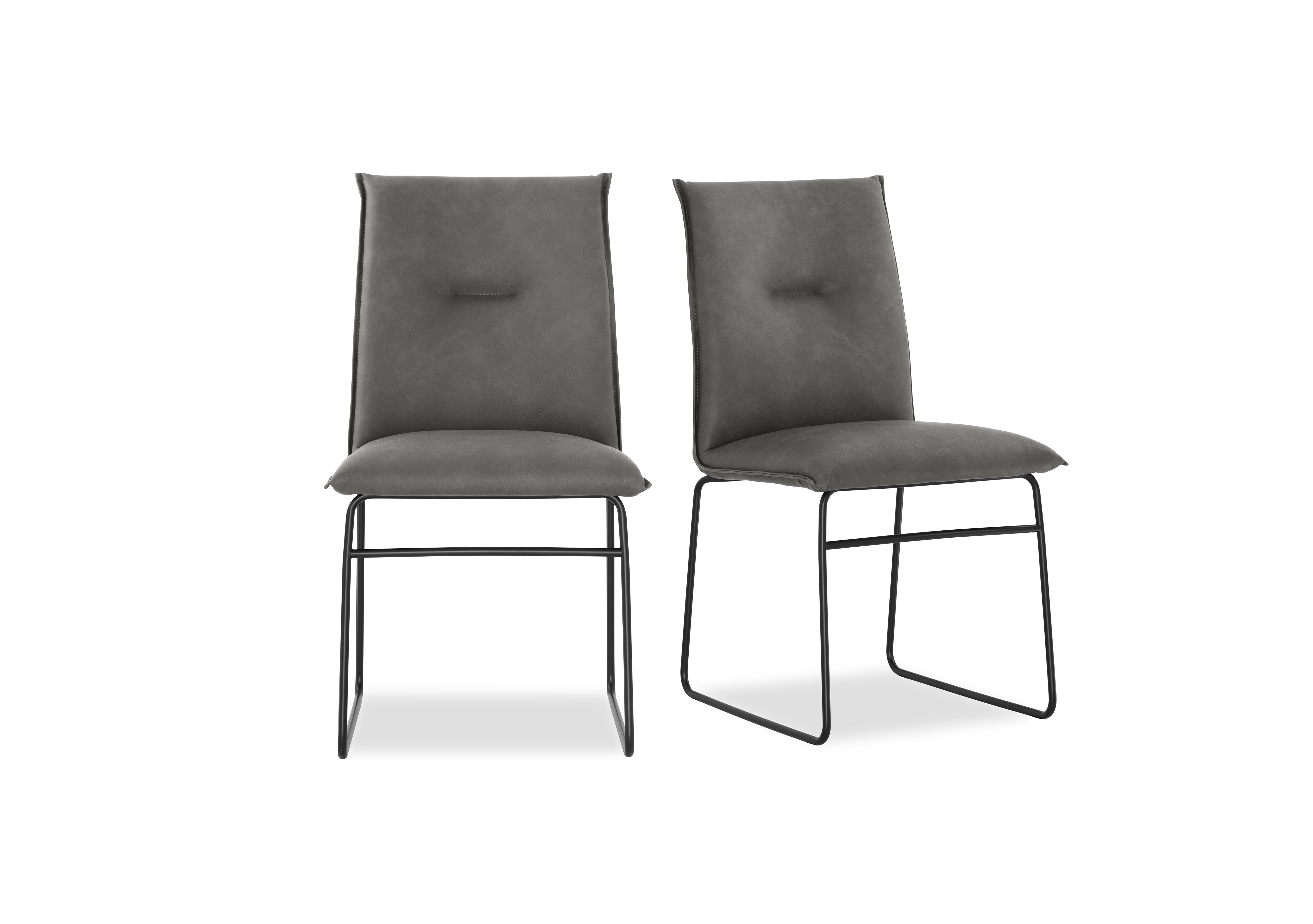 Maya Pair of Black Metal Leg Dining Chairs in S0w-Vintage Ash Grey on Furniture Village