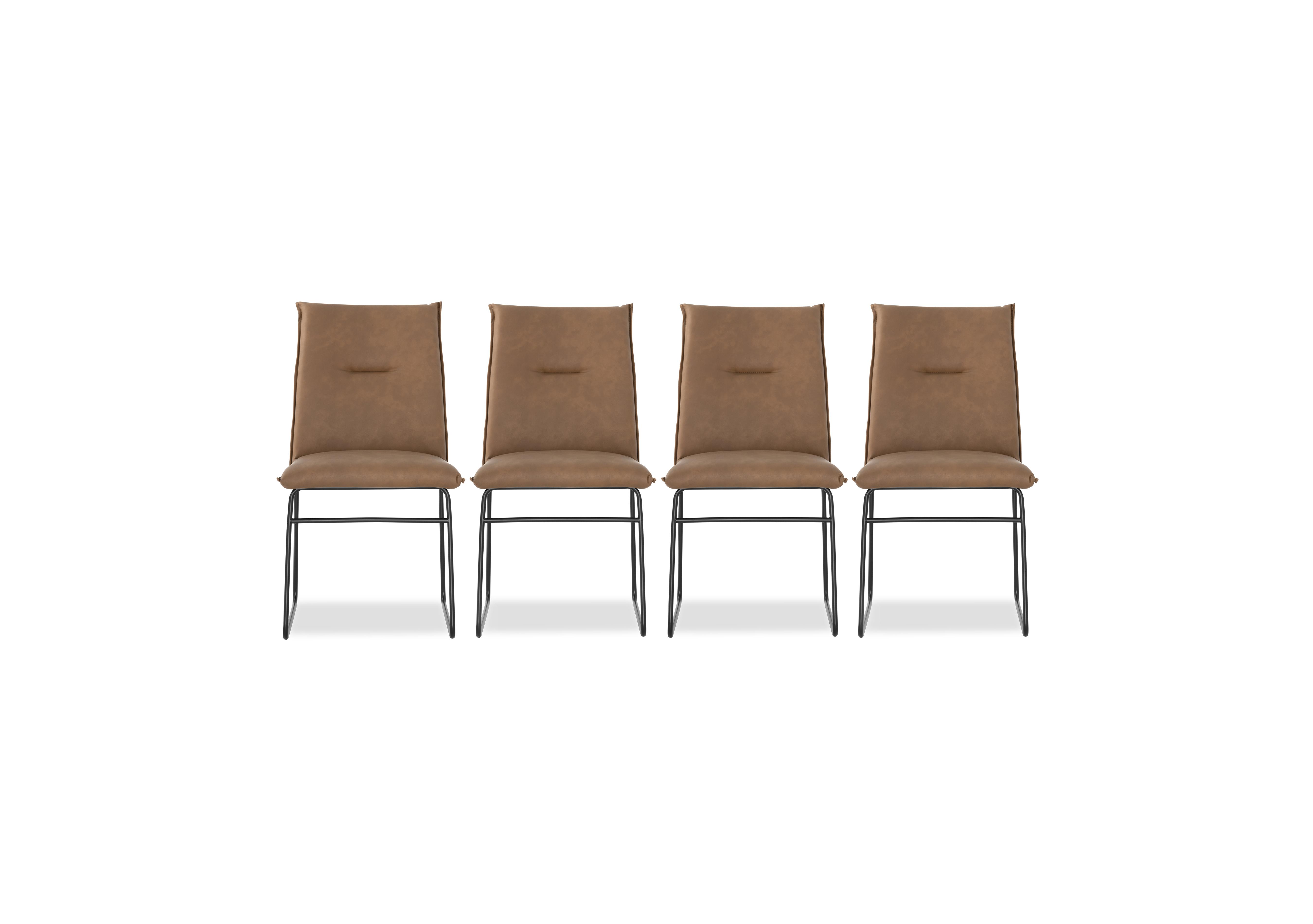 Maya Set of 4 Black Metal Leg Dining Chairs in S0b-Vintage Tobacco on Furniture Village