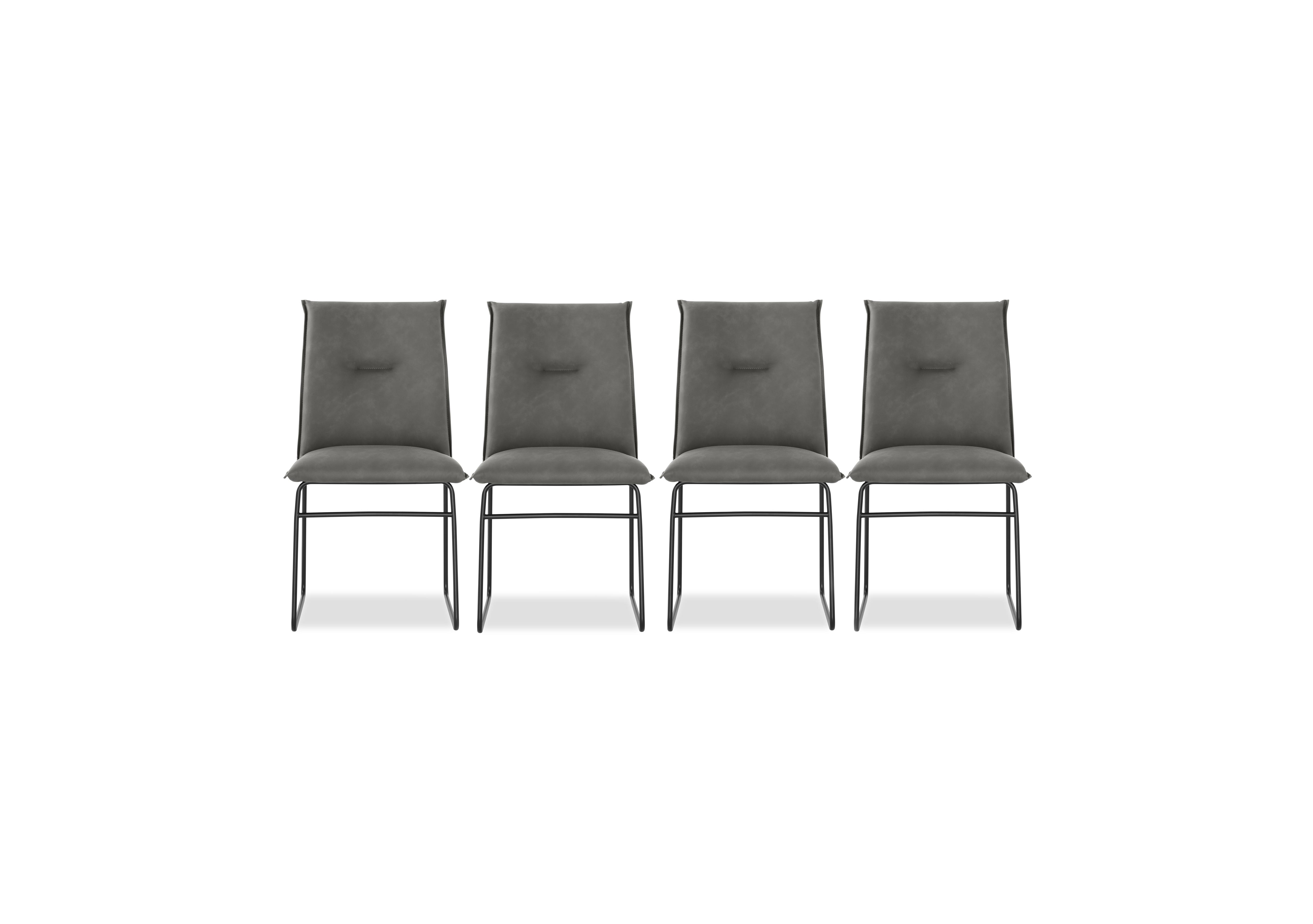 Maya Set of 4 Black Metal Leg Dining Chairs in S0w-Vintage Ash Grey on Furniture Village