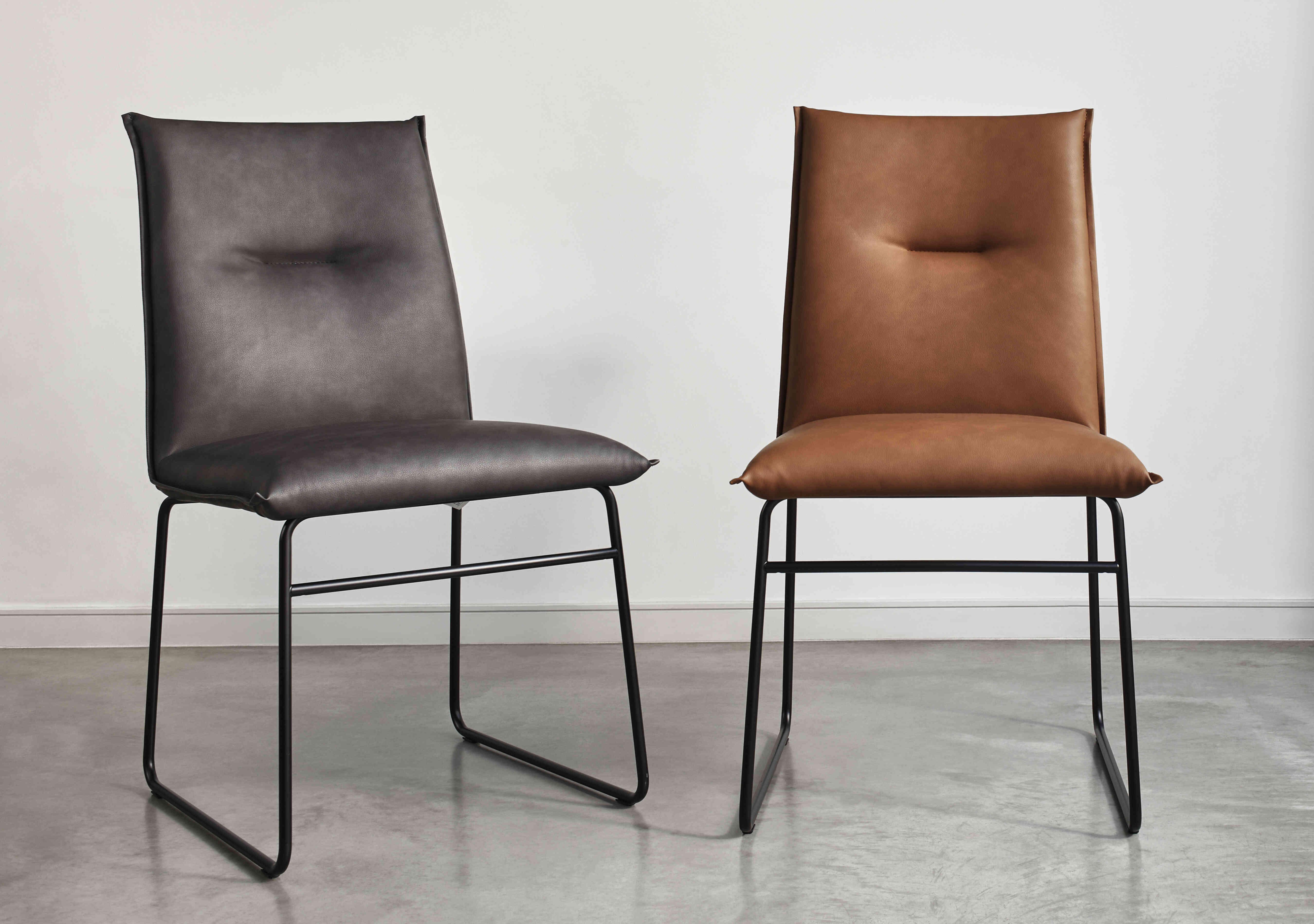Maya Set of 6 Black Metal Leg Dining Chairs in  on Furniture Village