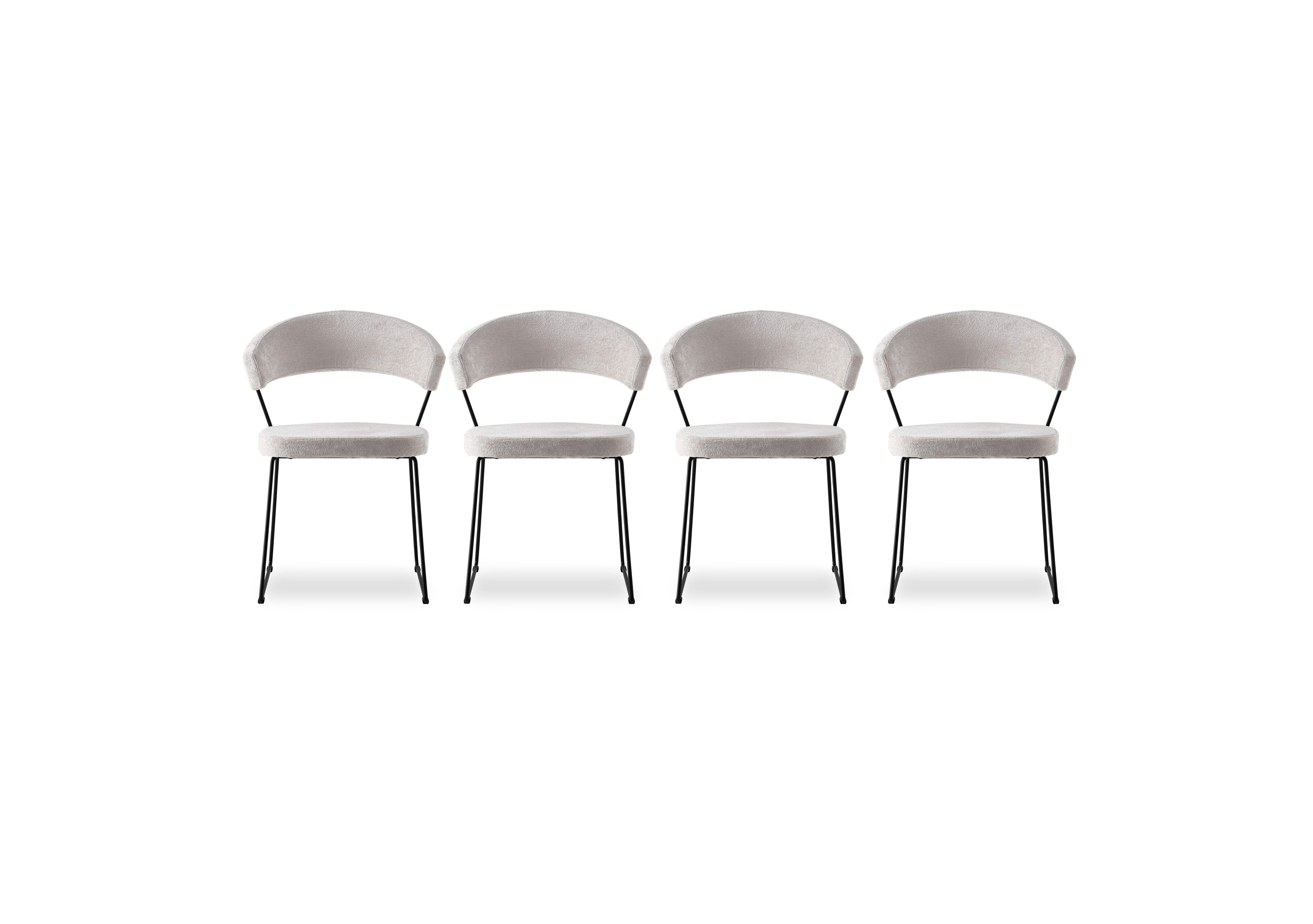 New York Set of 4 Black Metal Leg Dining Chairs in Syt -Enyl Sand on Furniture Village