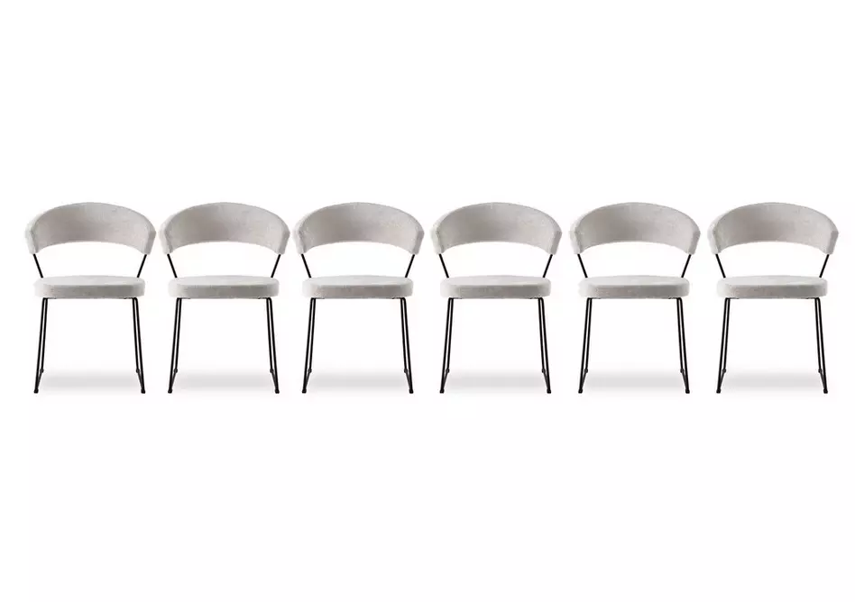 New York Set of 6 Black Metal Leg Dining Chairs