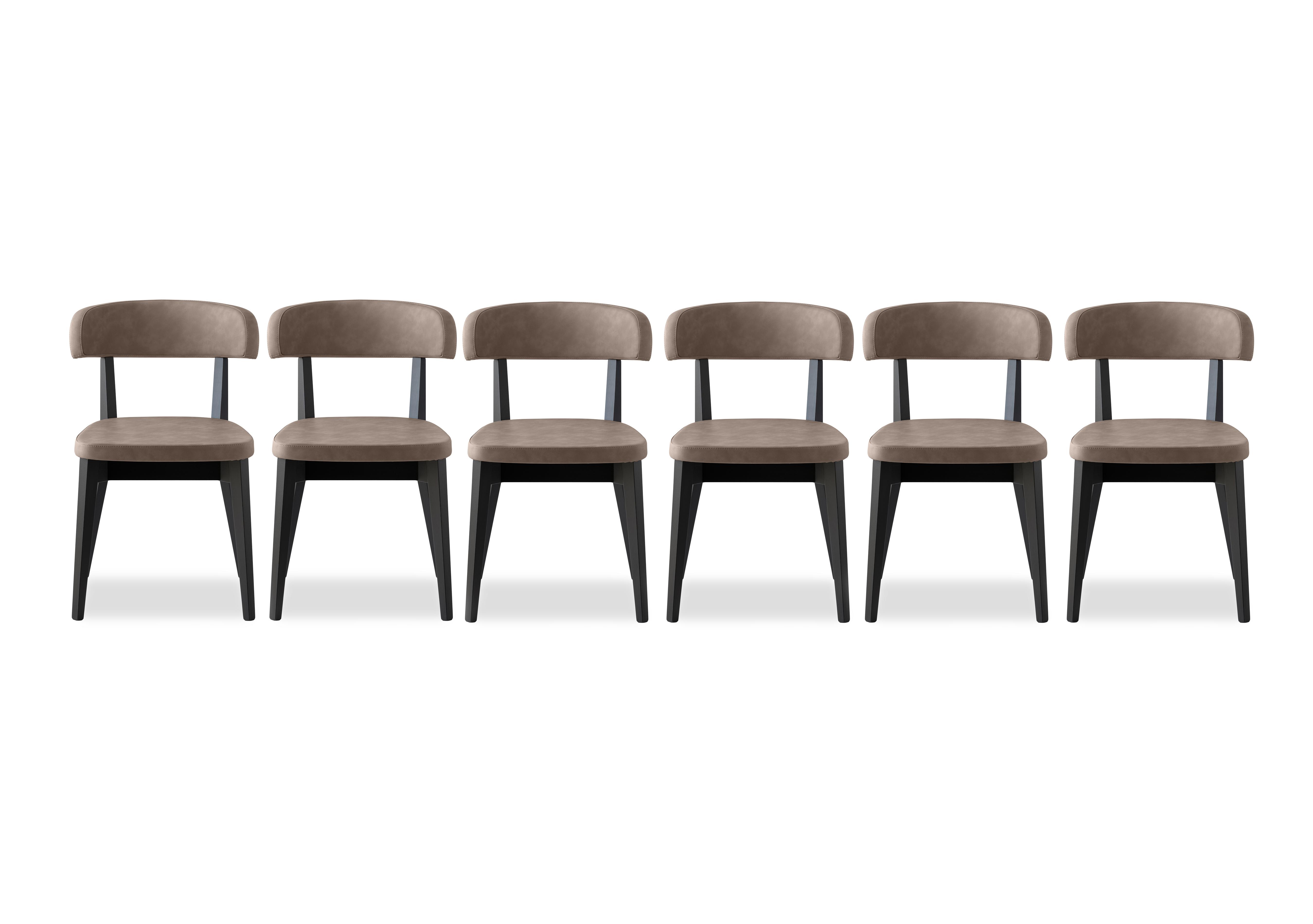 Siren Set of 6 Graphite Wooden Leg Dining Chairs in S0a-Vintage Desert on Furniture Village