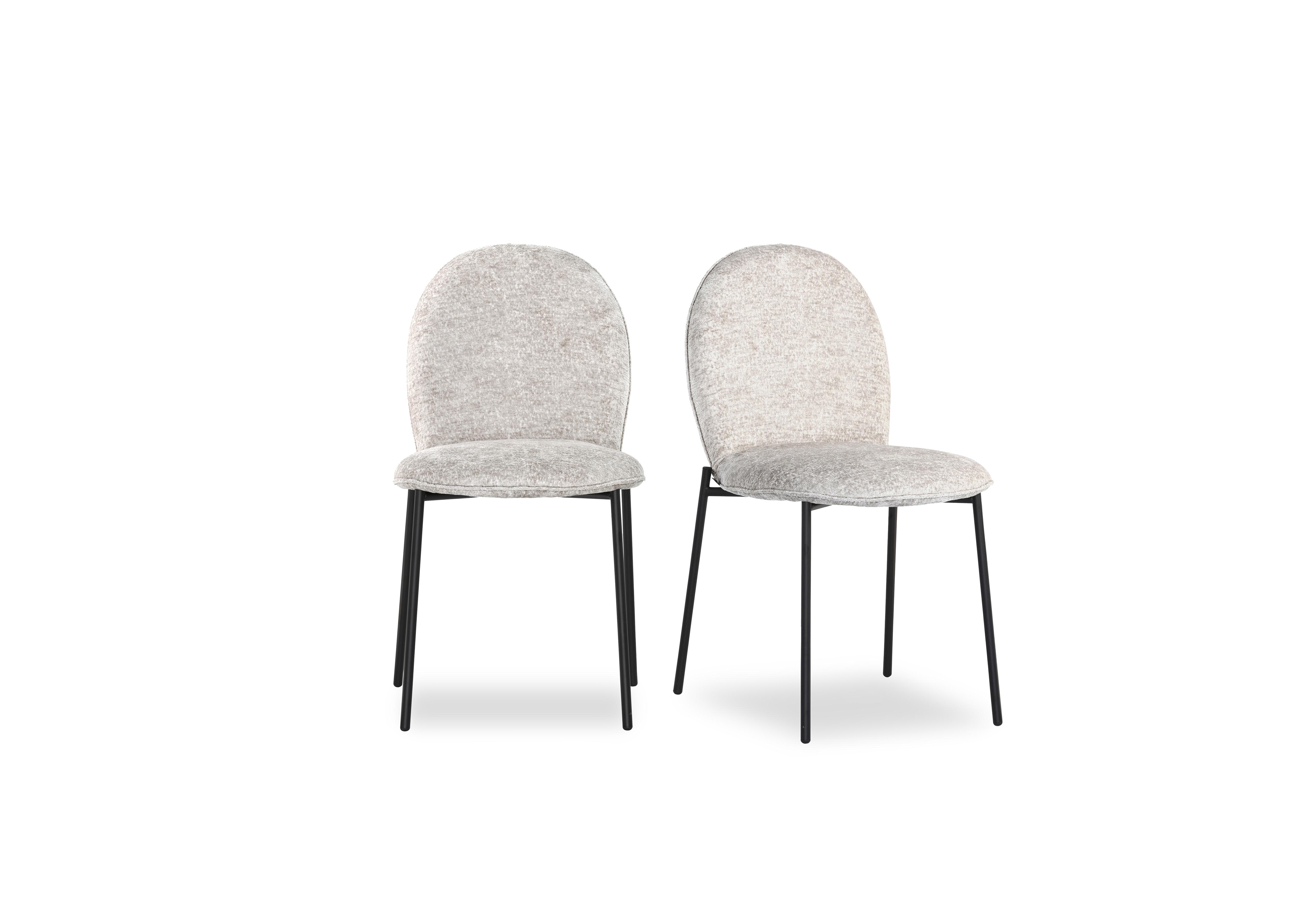 Riley Pair of Mid Black Metal Leg Dining Chairs in Syt -Enil Sand on Furniture Village