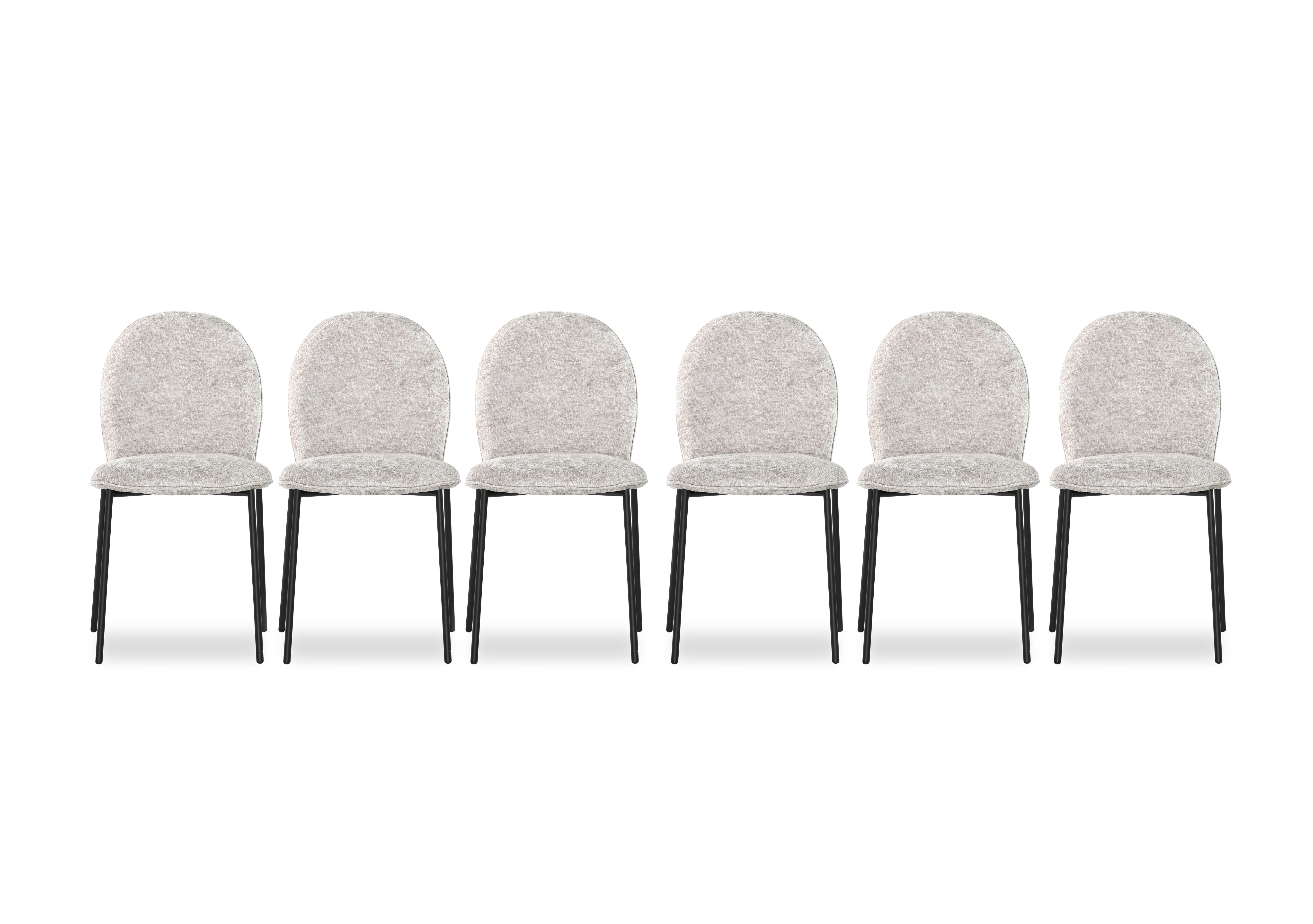 Riley Set of 6 Mid Black Metal Leg Dining Chairs in Syt -Enil Sand on Furniture Village