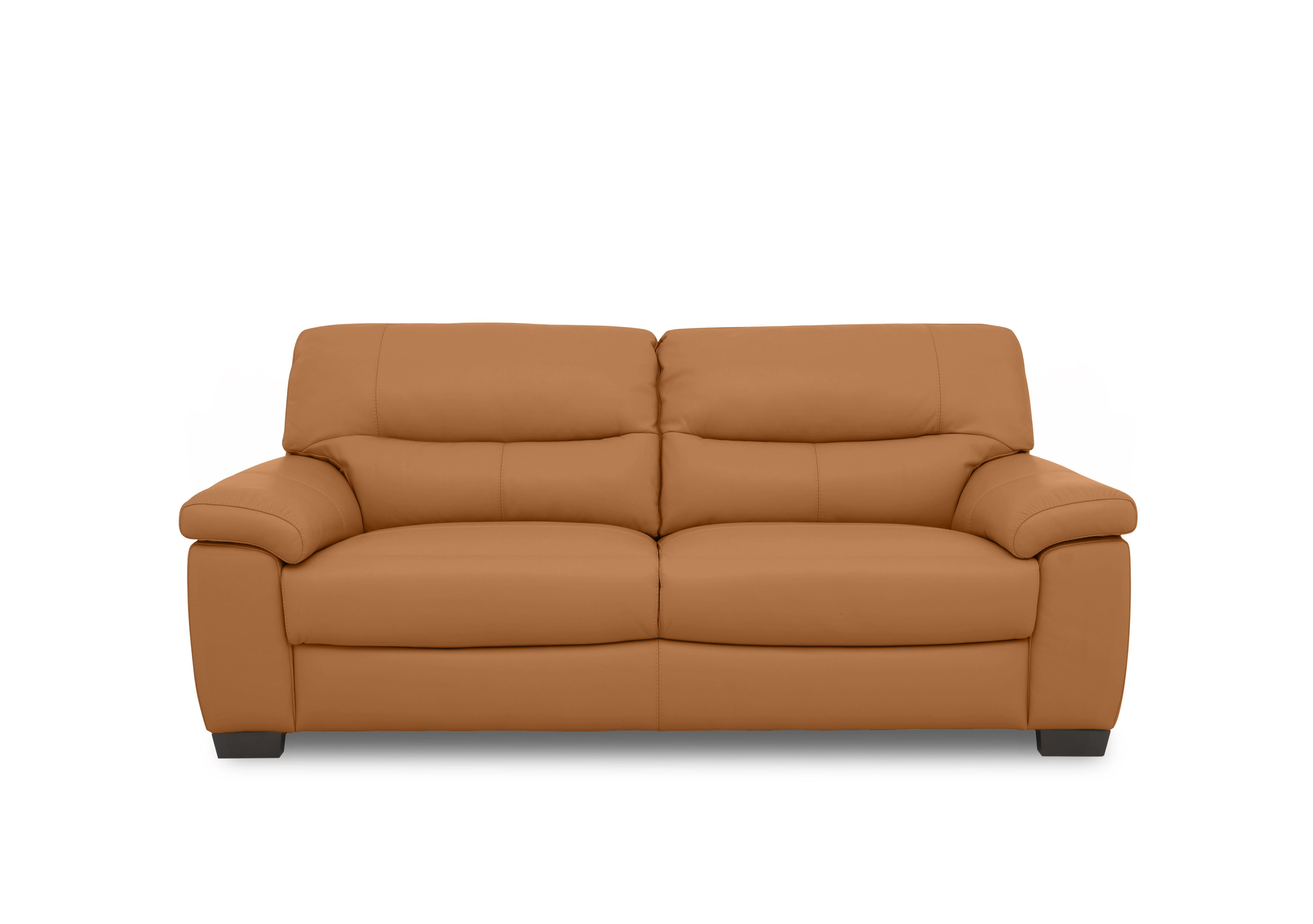 Hetty 3 Seater Leather Sofa in Nc-335e Honey Yellow on Furniture Village