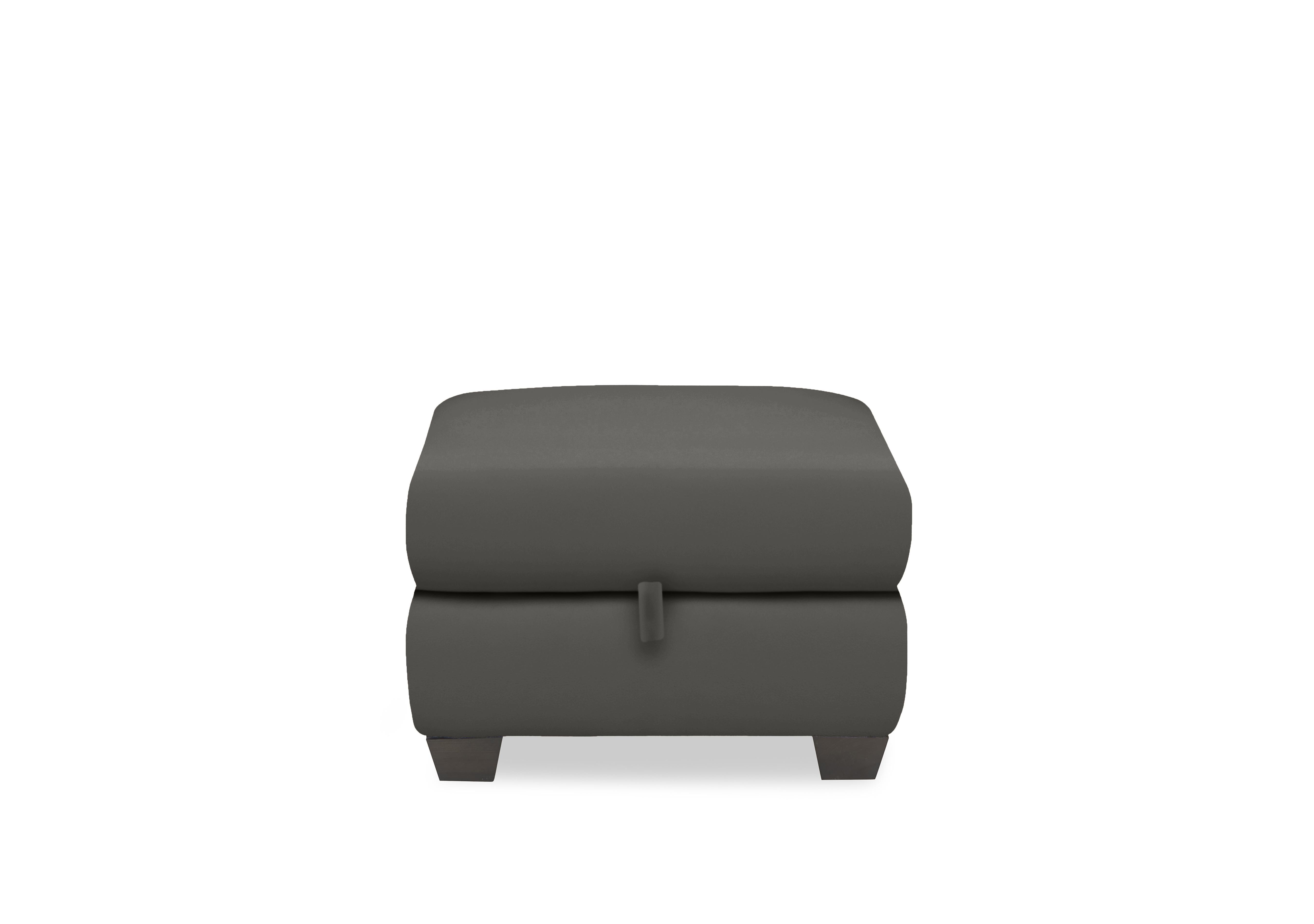 Hetty Leather Storage Footstool in Nc-088e Charcoal Grey on Furniture Village